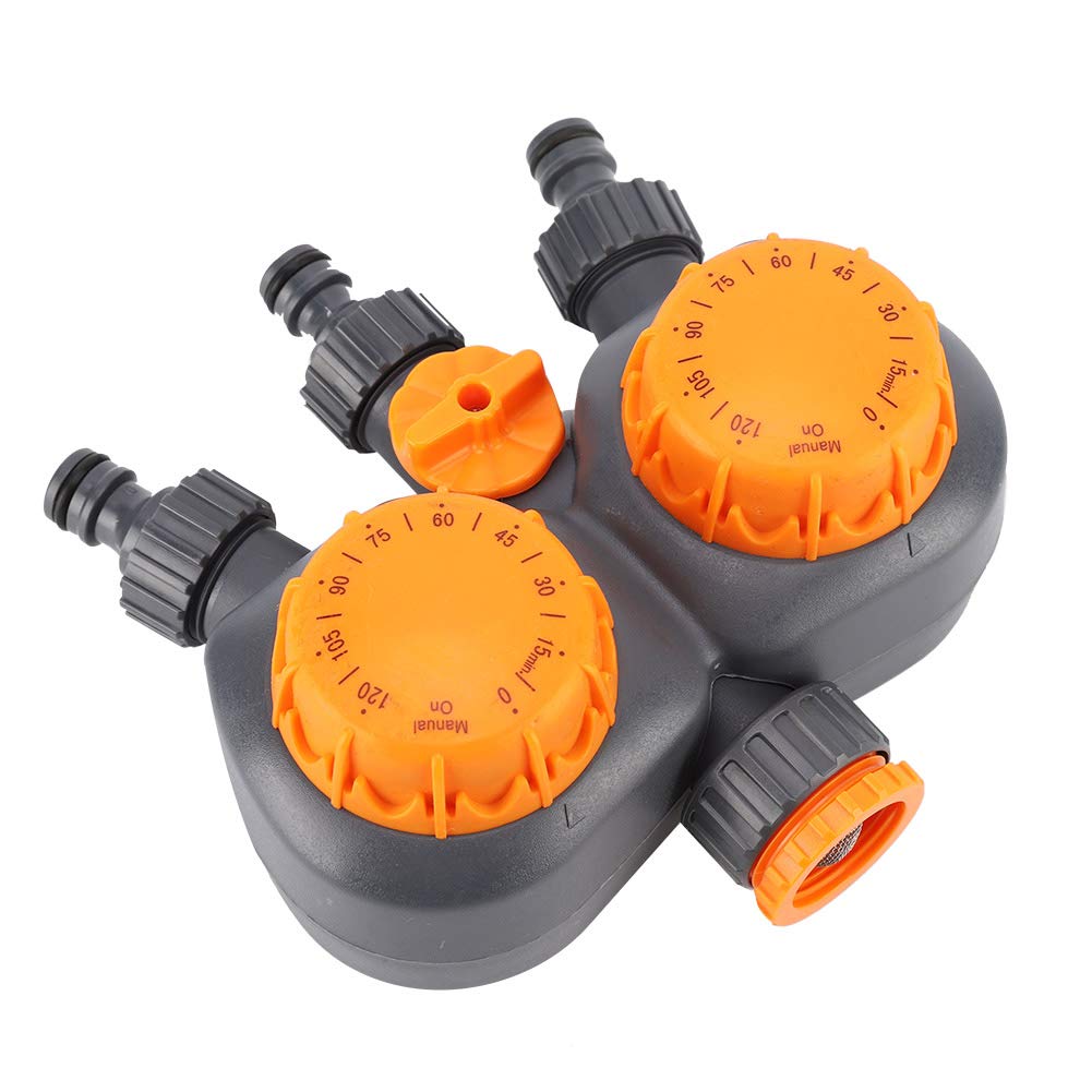 Yencoly G3/4'' Double Head Garden Water Timer Controller - Automatic Irrigation System for Flowers, Plants & Lawn - Perfect for Drip Watering, Sprinklers & Outdoor Gardening Accessories
