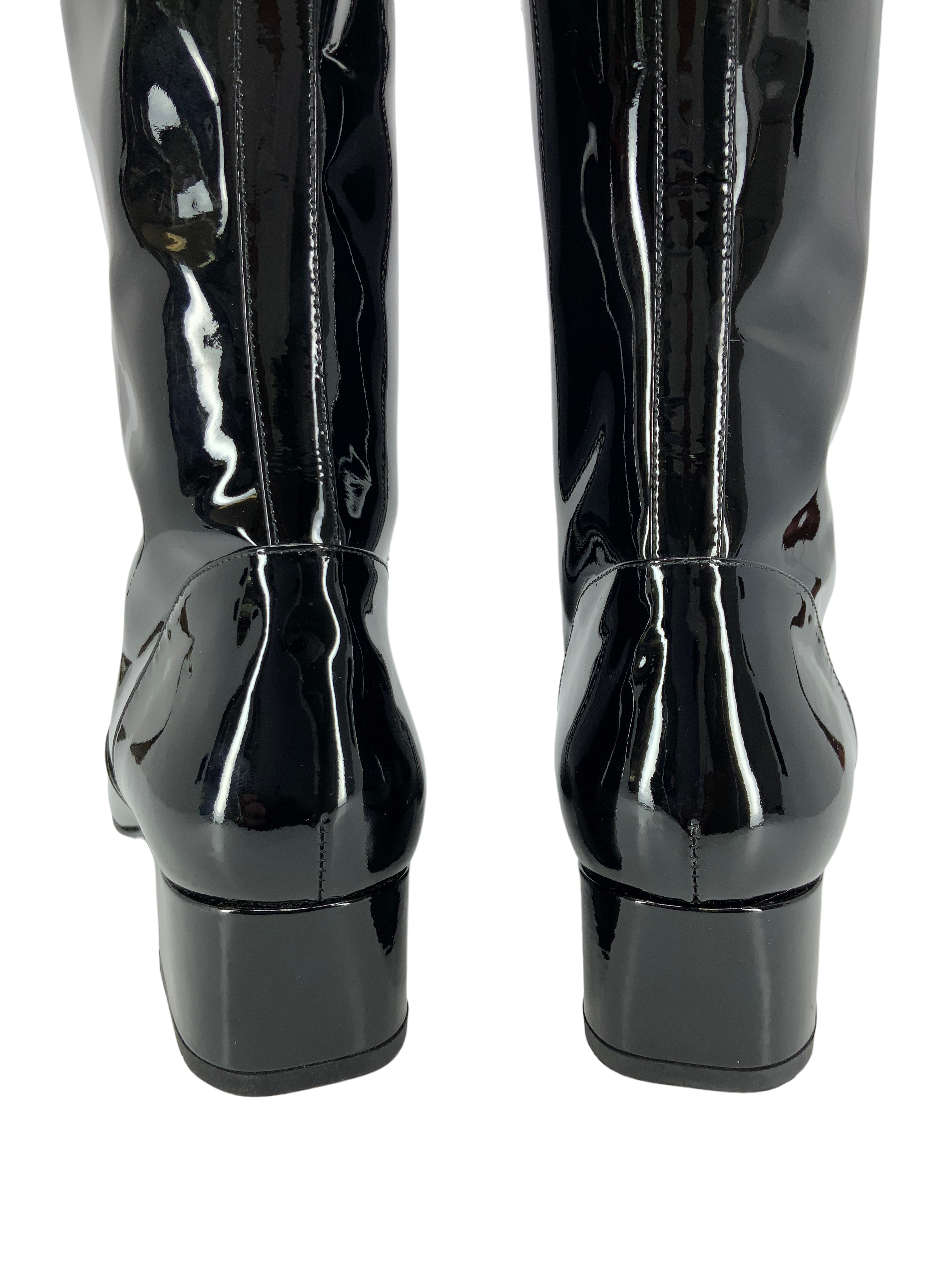 Saint Laurent Patent Leather Mid Calf Boots Women's Size 9 - Chic Pointed Toe Ankle Booties for Night Out & Office Wear