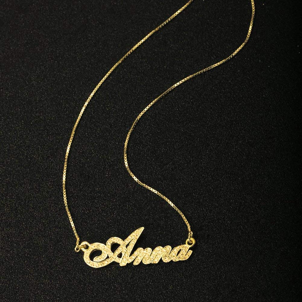 Custom Name Necklace for Women - Personalized Sparkling CZ Diamond Cut Pendant with Any Name - Perfect for Birthdays, Anniversaries & Special Gifts