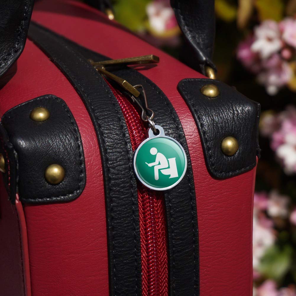 Funny Man Pooping on Toilet Zipper Pull Charm - Cute Luggage Backpack Purse Accessory for Travel, Handbag & Suitcase Decoration - Perfect Gift for Prank Lovers