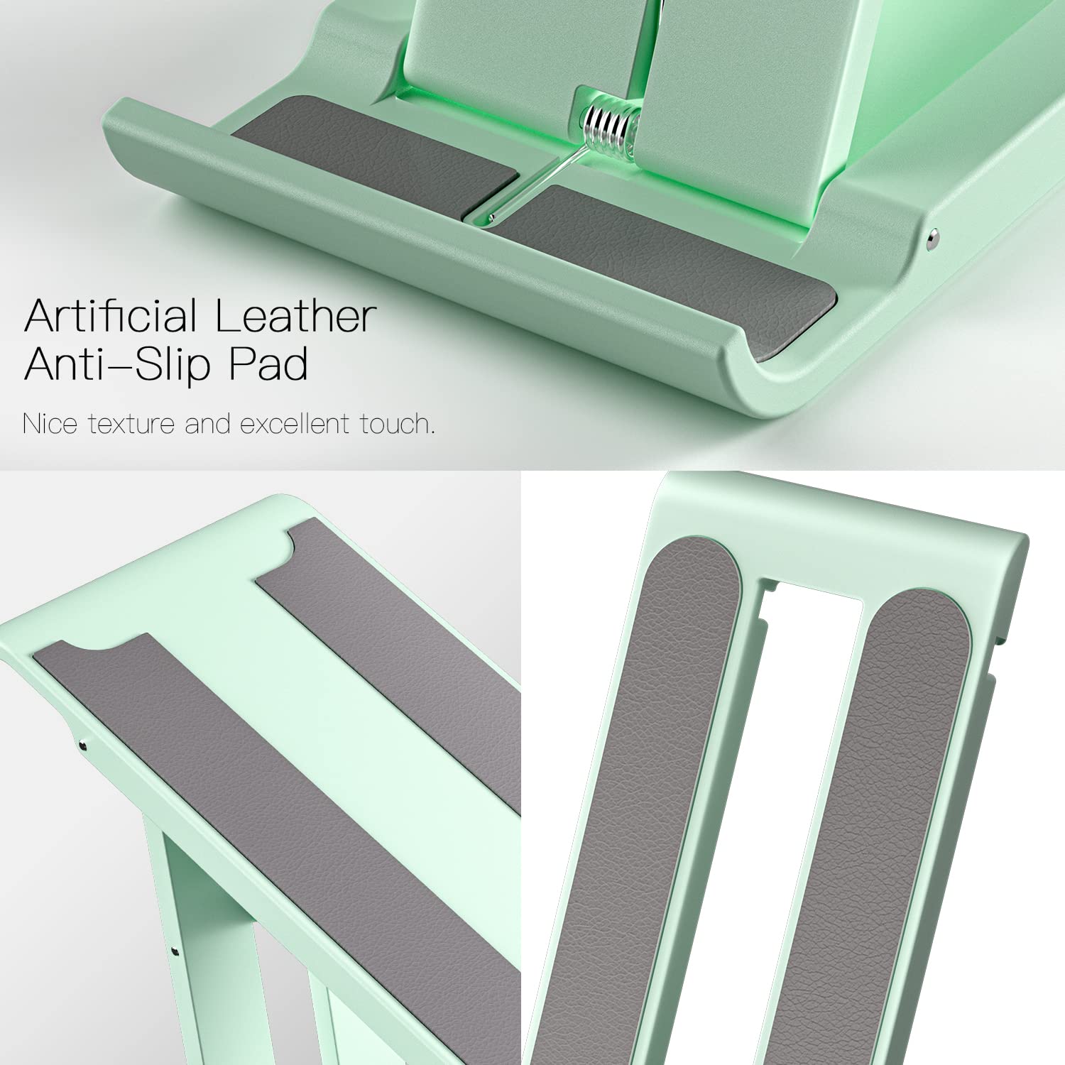 ESSAGER 2 Pack Adjustable Foldable Phone Stand - Universal Mini Cell Phone Holder for Desk, Compatible with iPhone, Kindle, Samsung & All Smartphones (White) - Perfect for Home Office, Bedside, Kitchen & Video Watching