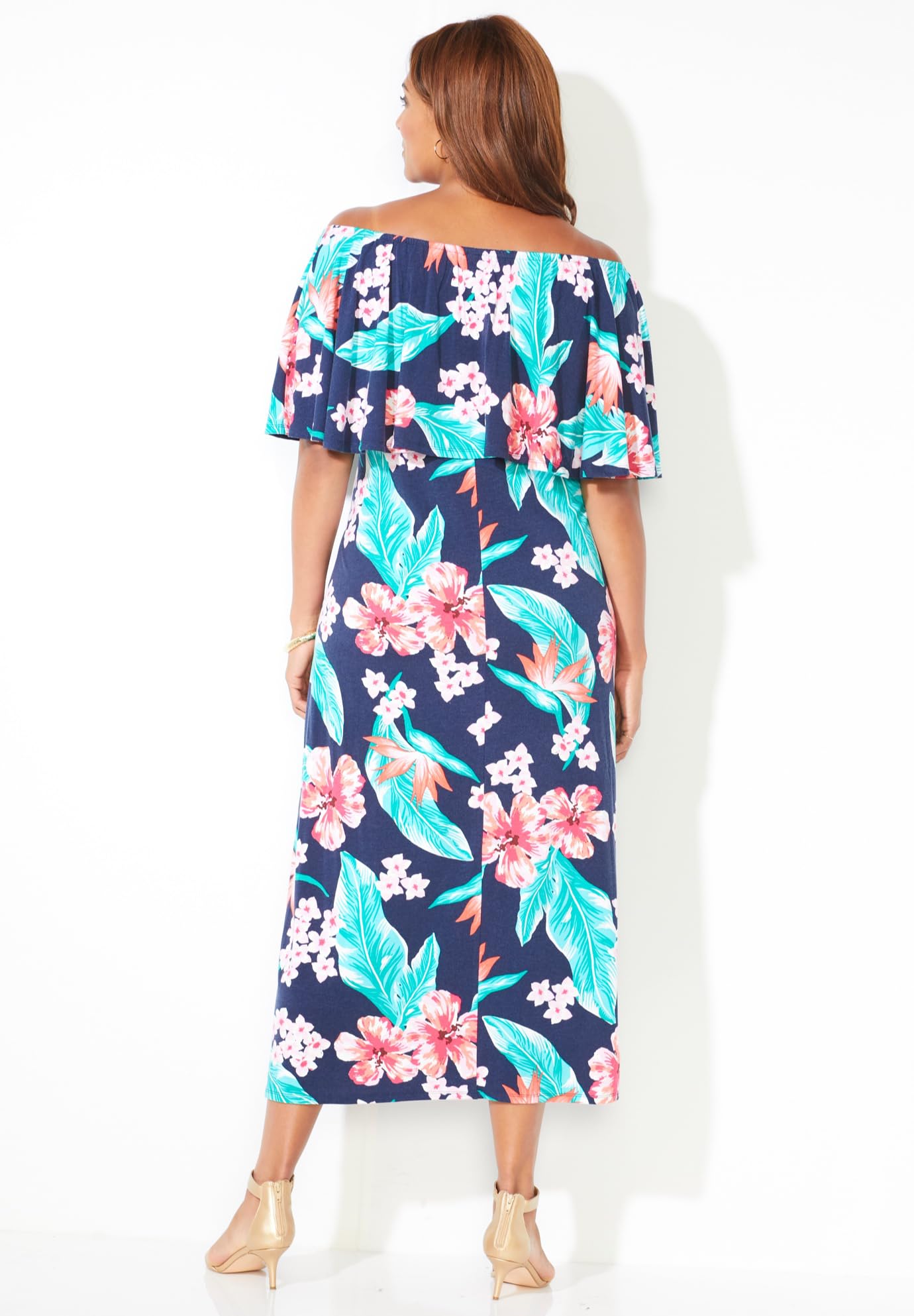 Women's Plus Size Meadow Crest Maxi Dress by Catherines - Flowy Summer Dress for Beach, Wedding & Casual Wear
