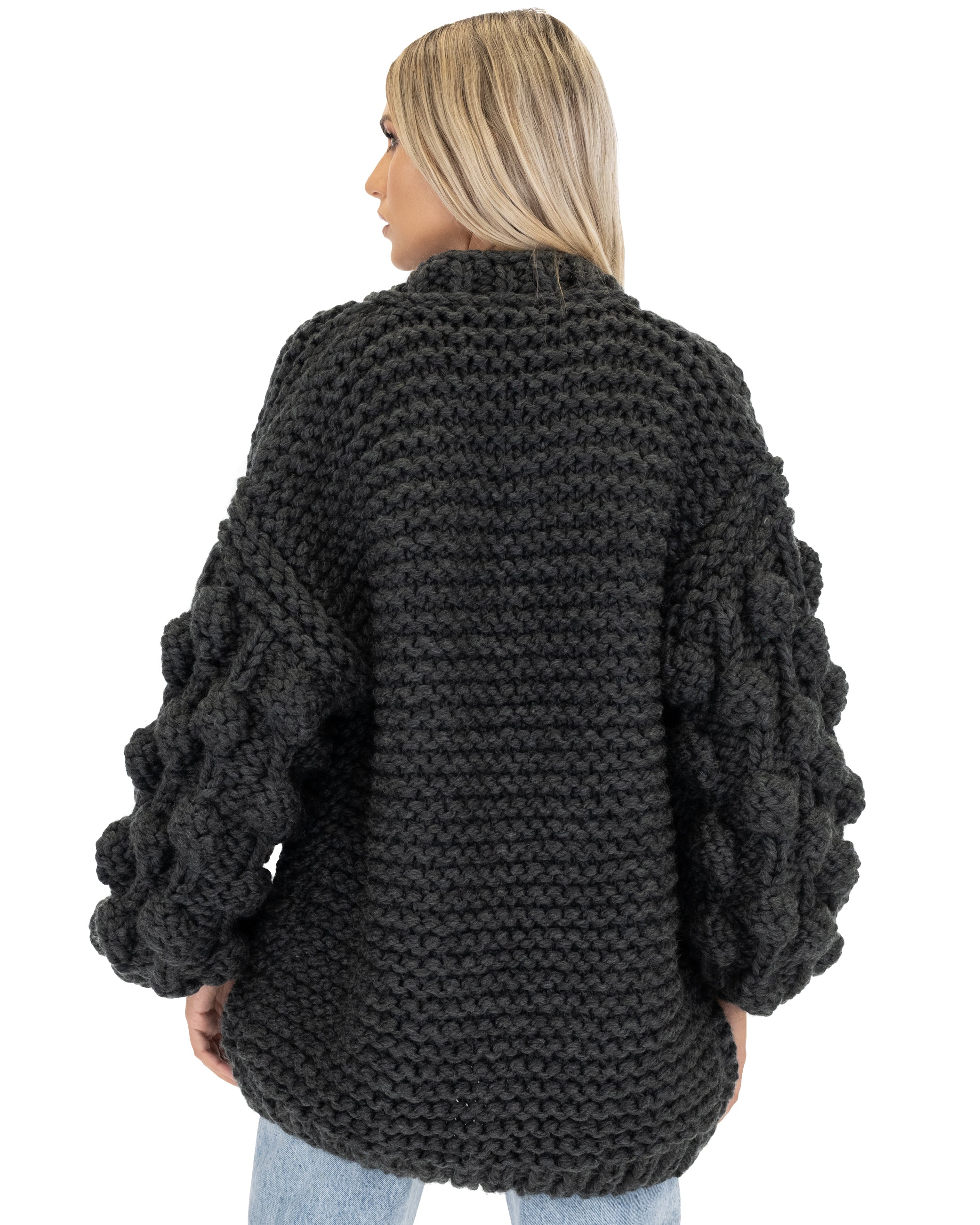 Stylish Bubble Sleeve Cardigan for Women - Soft Knit Open Front Sweater | Perfect for Office, Date Night & Casual Outfits