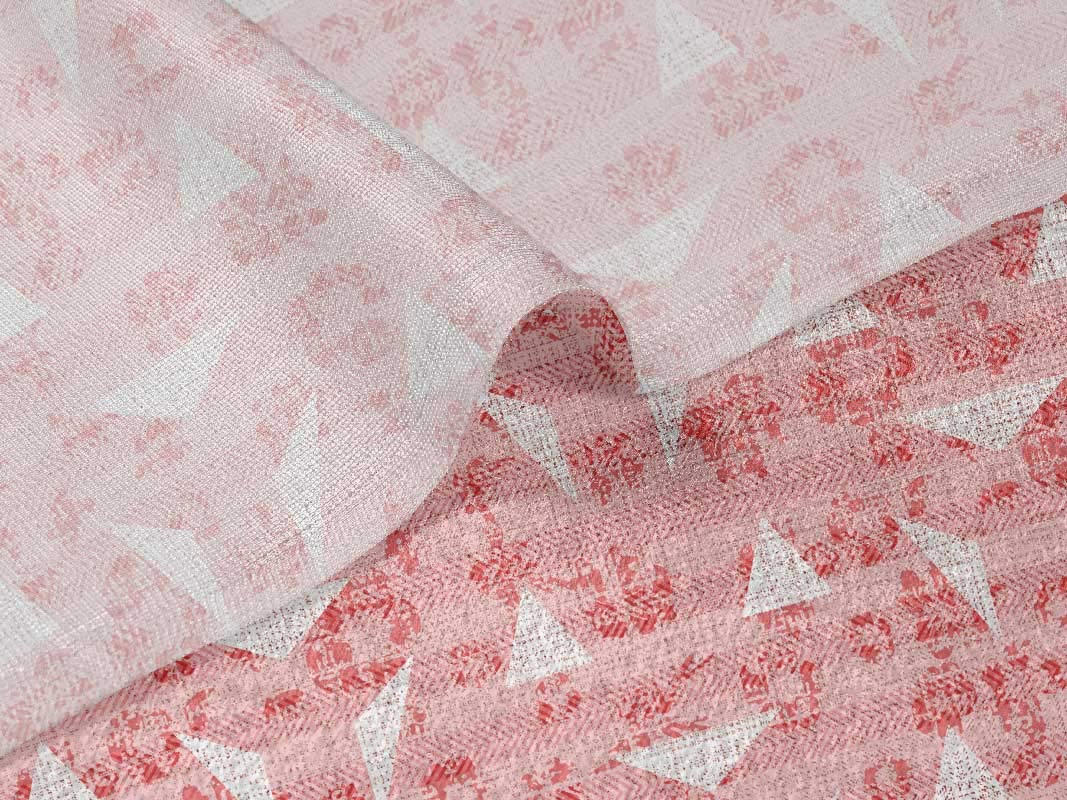 Velvet Pink Salmon Fabric with Triangle Geometric Print - 58 Inch Wide Dress Material by The Yard | Perfect for DIY Dresses, Home Decor & Craft Projects