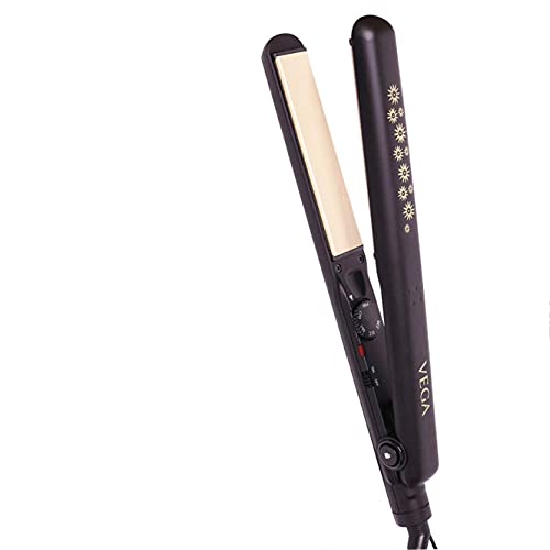 Vega Keratin Glow Hair Straightener with Keratin-Infused Floating Plates - Professional Flat Iron for Smooth & Shiny Hair - VHSH-20 Black - Perfect for Home Use, Salon Styling & Travel