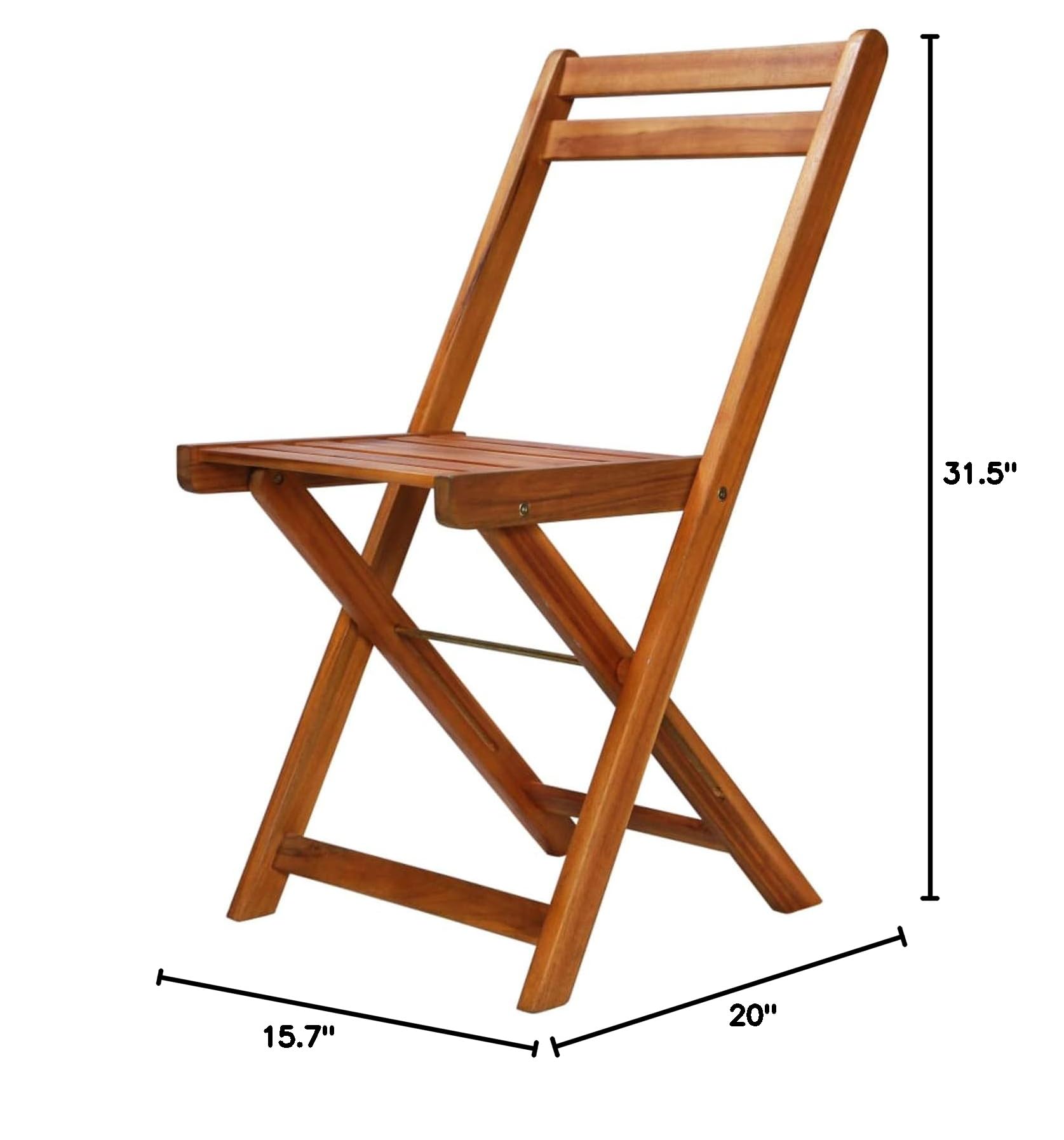 Tidyard 2-Piece Acacia Wood Folding Dining Chairs - Patio, Garden, Poolside & Indoor Outdoor Furniture - 15.7 x 20 x 31.5 Inches (WxDxH) - Perfect for Backyard BBQs, Beach Houses & Small Space Living