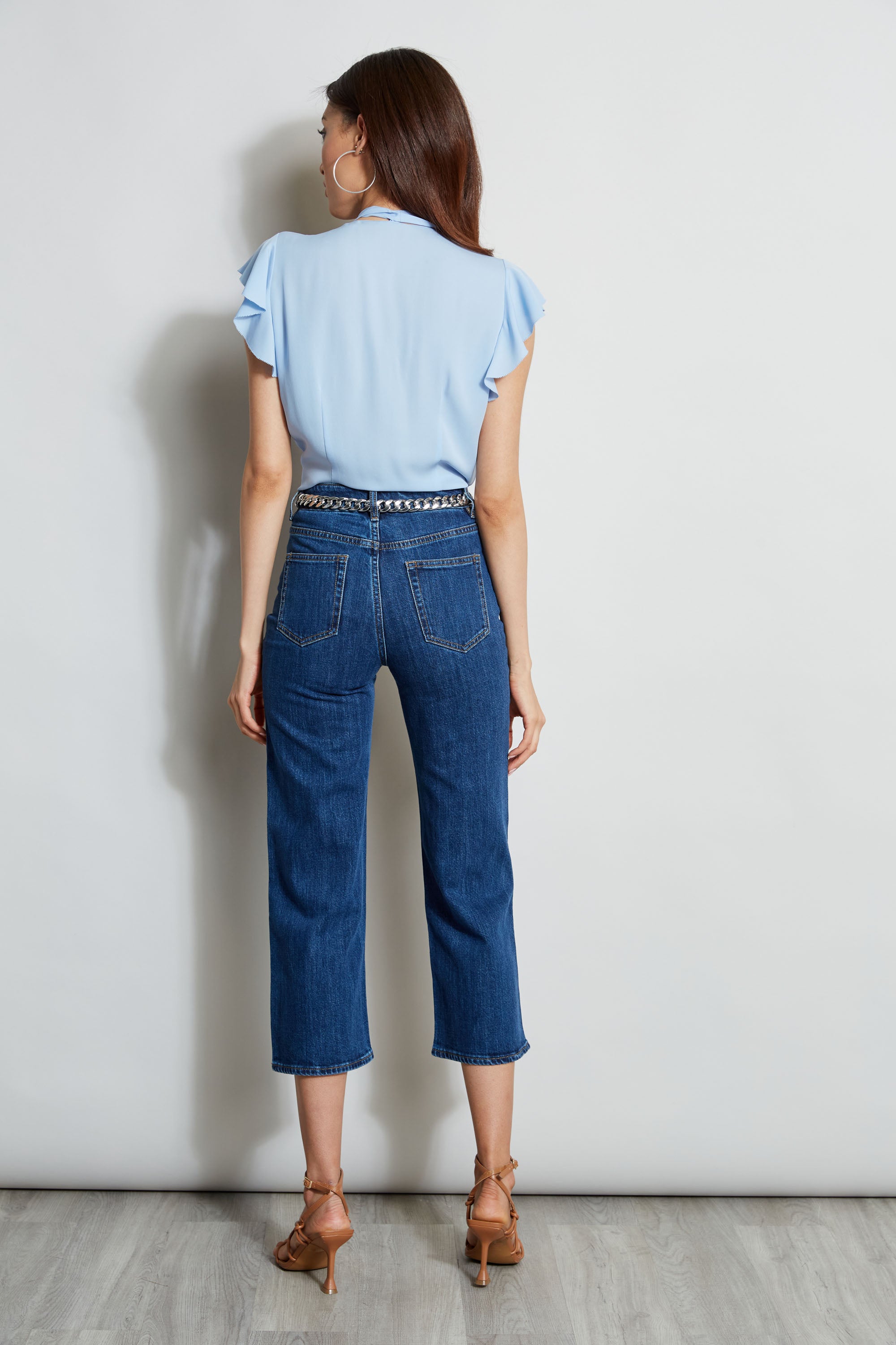 Flutter Sleeve Tie Front Blouse for Women - Elegant Flowy Tops for Office, Date Night & Summer Outfits