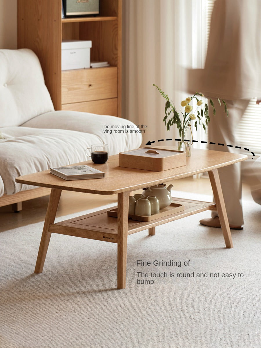 Solid Oak Wood Modern Coffee Table - Stylish & Durable Living Room Furniture for Home Decor