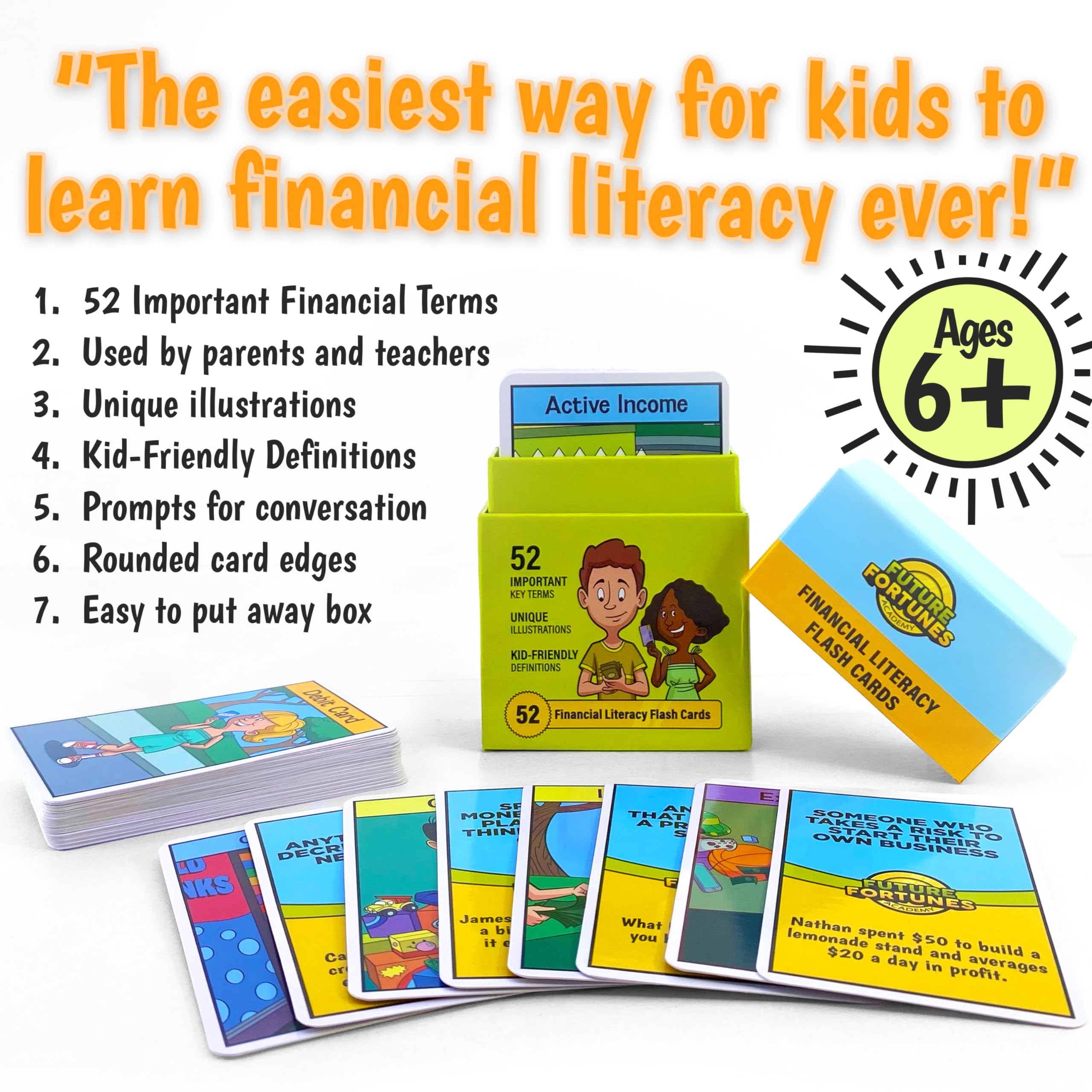 Financial Literacy Flash Cards for Kids - 52 Money Management Educational Game Cards - Learn Cash Flow, Stocks, Savings & Budgeting - Perfect for Middle School Students & Homeschooling - Great Classroom & Family Game Night Learning Resource