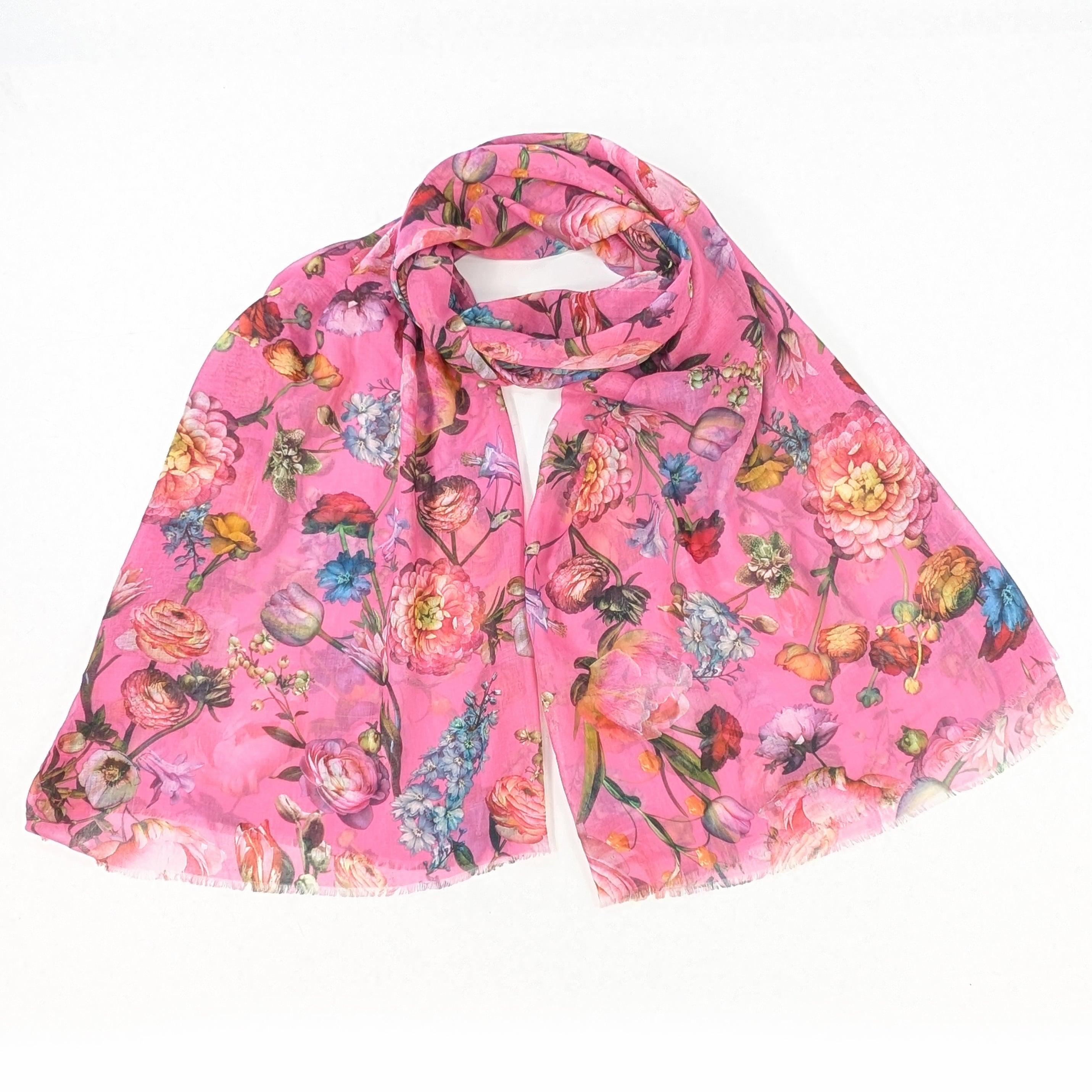 Silky Floral Scarf for Women - Soft Pink Elegant Fashion Accessory (70x180cm) - Perfect for Office, Party & Everyday Wear