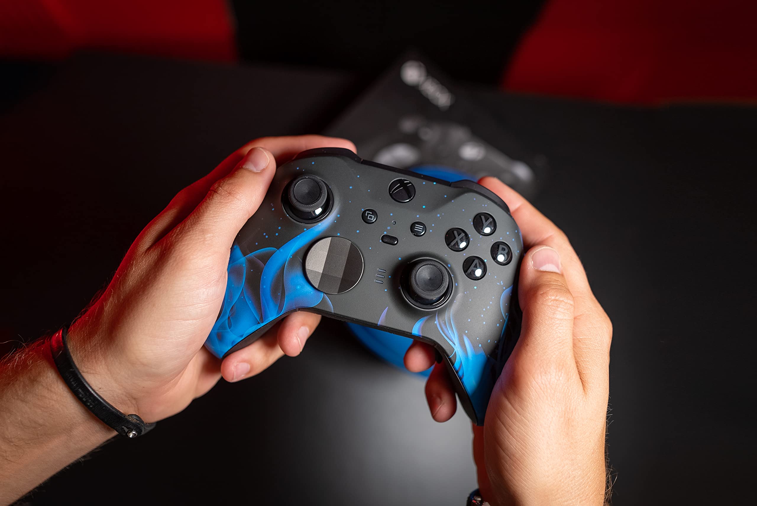 MODDEDZONE Custom Wireless Xbox ONE Elite Series 2 & PC Controller with Smart Mods - Expert Handcrafted in USA - Blue Fire Design - Perfect for FPS Gaming, Competitive Esports & Console/PC Gameplay