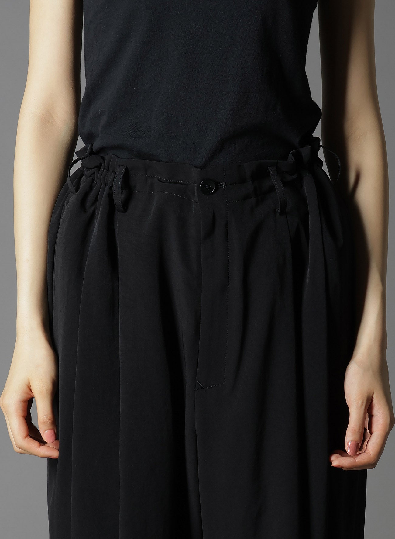 CREPE DE CHINE 2 TUCK HEM DRAWCORD PT - Elegant Flowy Women's Blouse with Adjustable Drawstring for Casual & Office Wear