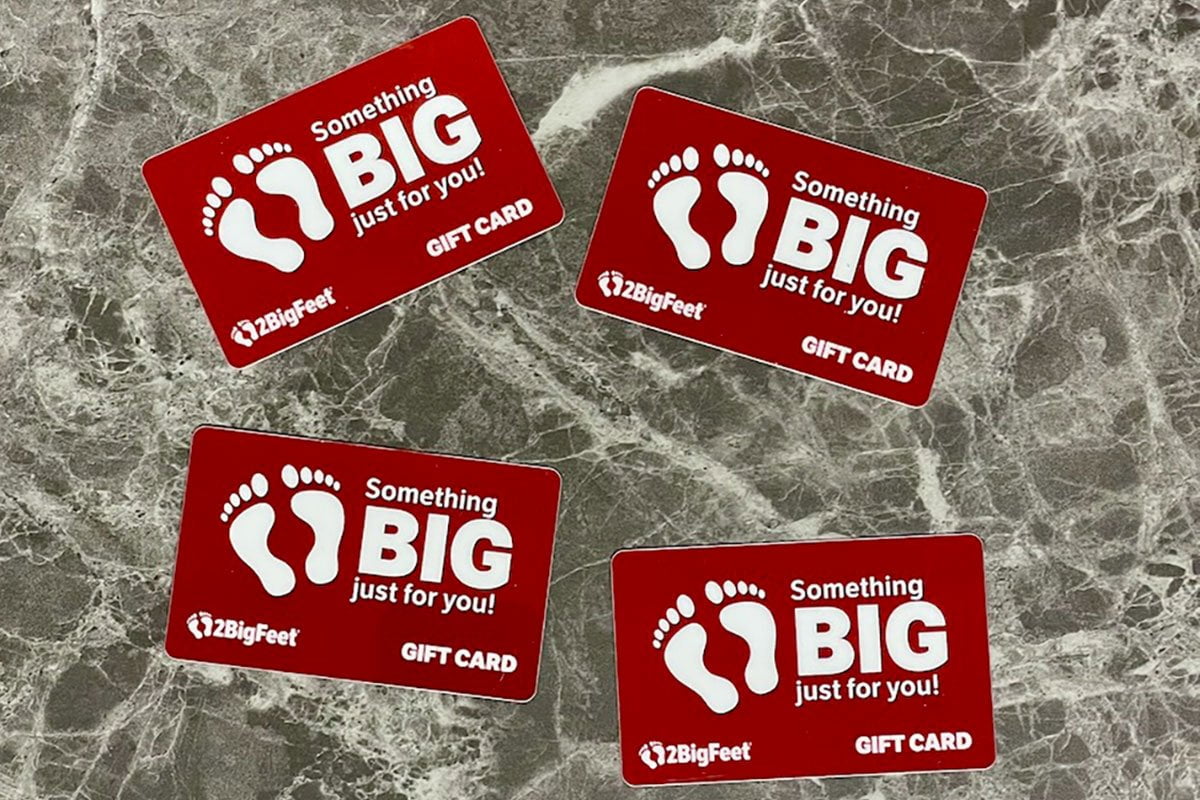 2BigFeet Physical Gift Card - Perfect for Shoe Lovers & Big Foot Sizes - Great for Birthdays, Holidays & Special Occasions