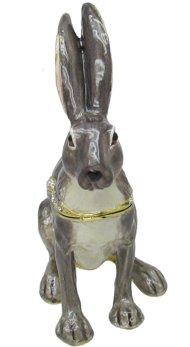 Elegant Jackrabbit Jeweled Trinket Box with Genuine Austrian Crystals - Perfect for Jewelry Storage, Gift Giving & Home Decor
