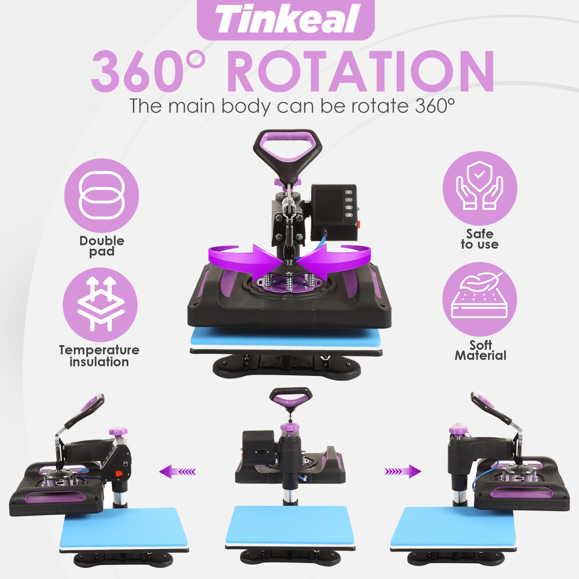 8-in-1 Swing Away Heat Press Machine 12x15
