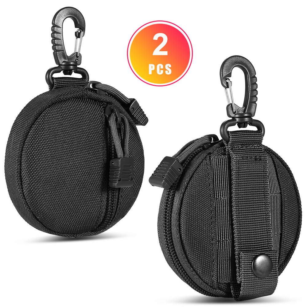 Upgraded Small MOLLE Pouch Accessories - 2PCS Tactical EDC Pouches for Military Gear, Keychain, Coin Purse, Wallet & Wireless Headset Storage (Black) - Perfect for Outdoor Adventures, Hiking & Everyday Carry Essentials