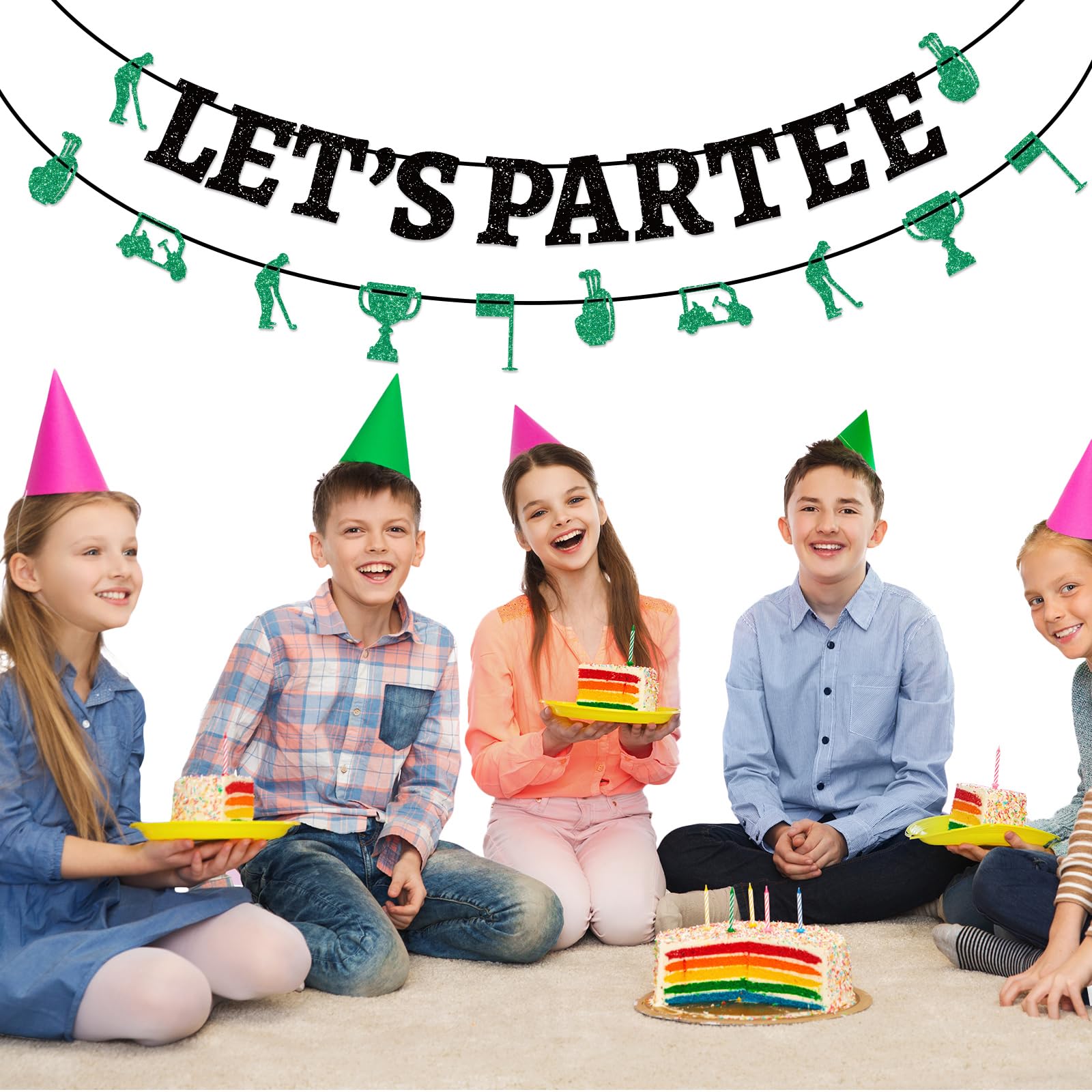 Golf Birthday Banner - Let's Partee Golf Themed Party Decorations for Adults, Kids & Baby Showers - Hanging Swirl Decor for Golf Themed Birthday Parties, Celebrations & Events