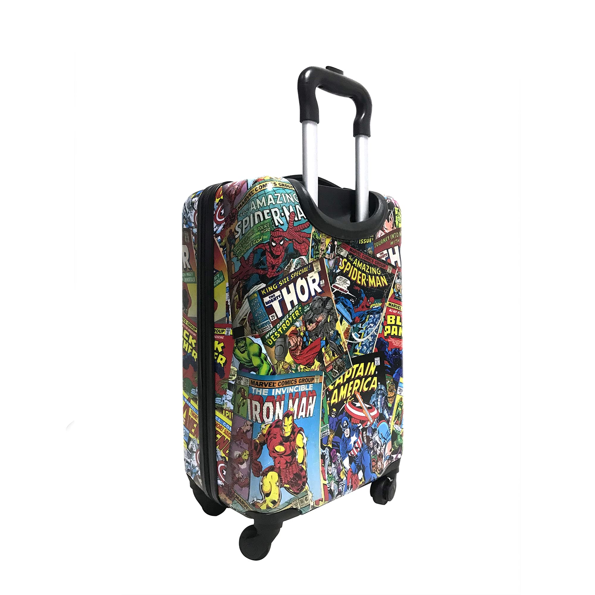 Marvel Comic Heroes 20-Inch Hard-Sided Spinner Luggage | Kids Carry-On Rolling Suitcase for Travel | Lightweight Durable Tween Travel Trolley | Perfect for Airplane Trips, School, and Family Vacations