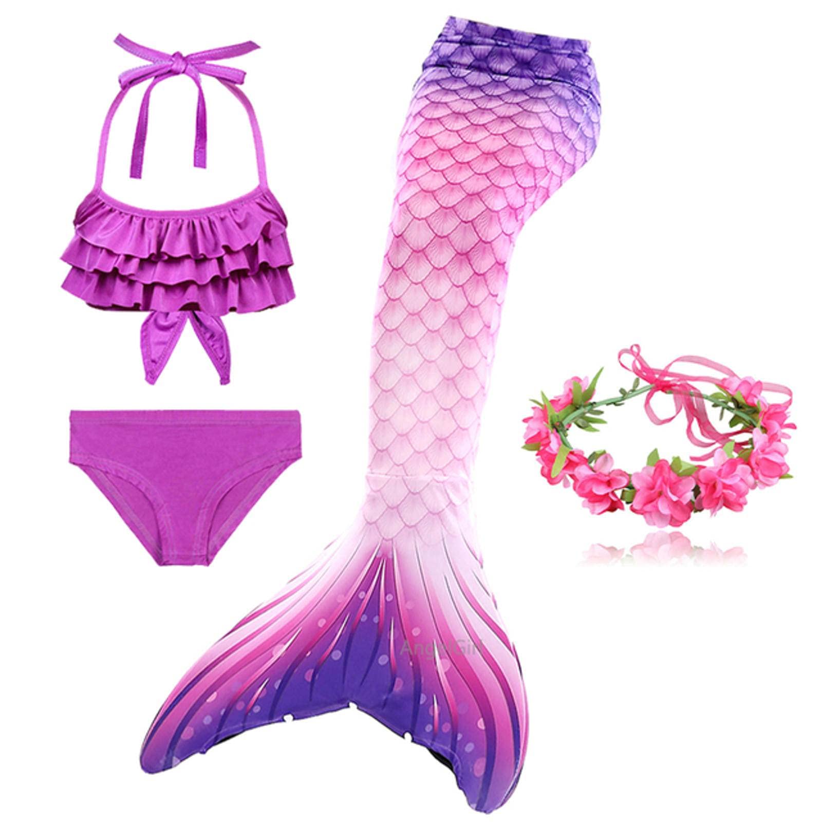 Girls Mermaid Tail Swim Costume - Princess Dress with Single Webbed Fin for Kids Holiday, Cosplay & Pool Party | Perfect for Halloween, Birthday Parties & Underwater Photography