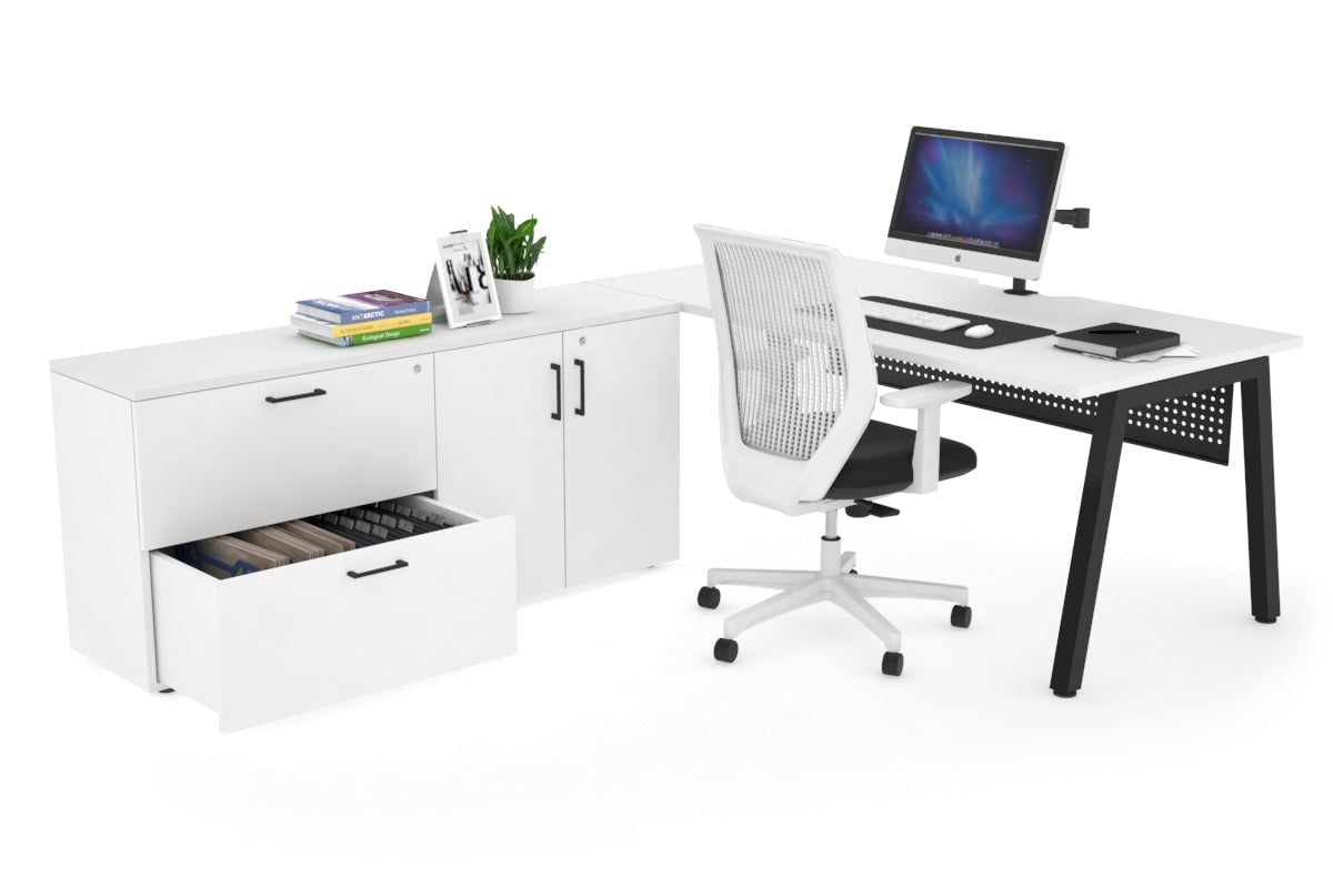 Quadro A Executive Office Chair - Black Frame with Cable Scallop [1800L x 800W] - Perfect for Home Office, Conference Rooms & Executive Suites