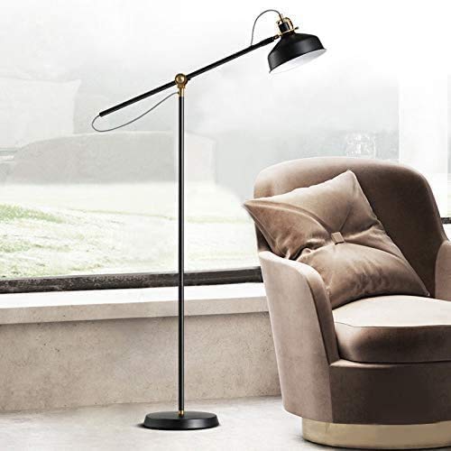 Modern Stainless Steel Bracket Floor Lamp - Eye Protection Reading Light for Bedroom, Living Room & Office - Adjustable Standing Light for Bedside, Study & Workspace