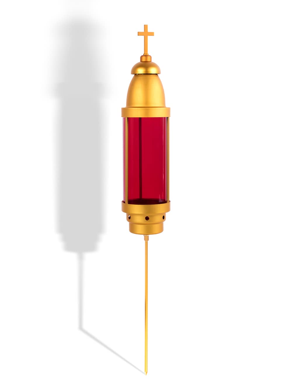 Eternal Memorial Light - Anodized Aluminum Grave Candle Holder for Cemetery Decorations, Waterproof Headstone Light with Red Dome for Outdoor Grave Markers - Perfect for Memorial Day, All Souls' Day & Nighttime Cemetery Visits