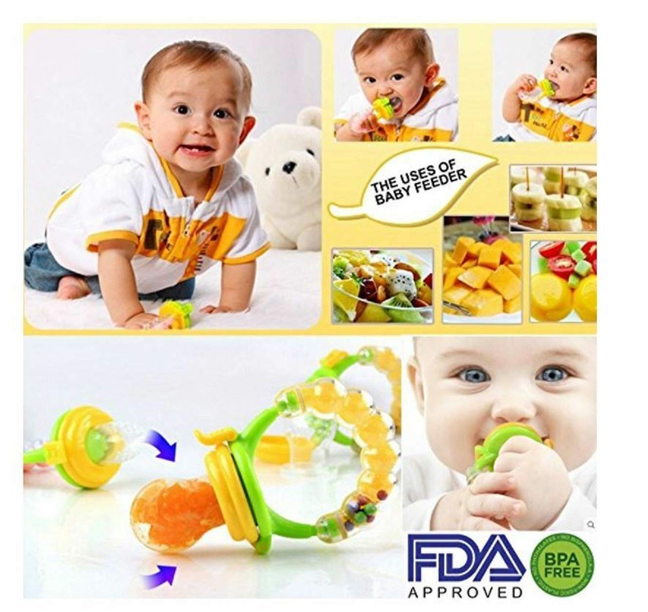 SYGA Fresh Food Nibbler - Baby Fruit Feeder Pacifier with Soft Silicone Mesh for Teething Infants (Cyan) | Safe & Easy Way to Introduce Solids, Perfect for On-the-Go Feeding & Soothing Sore Gums
