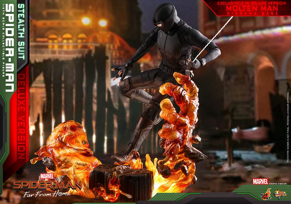 Hot Toys Movie Masterpiece 1/6 Scale Spider-Man Stealth Suit Action Figure - MMS541 Far from Home Deluxe Version (Tom Holland) - Collectible Figure for Marvel Fans & Home Display