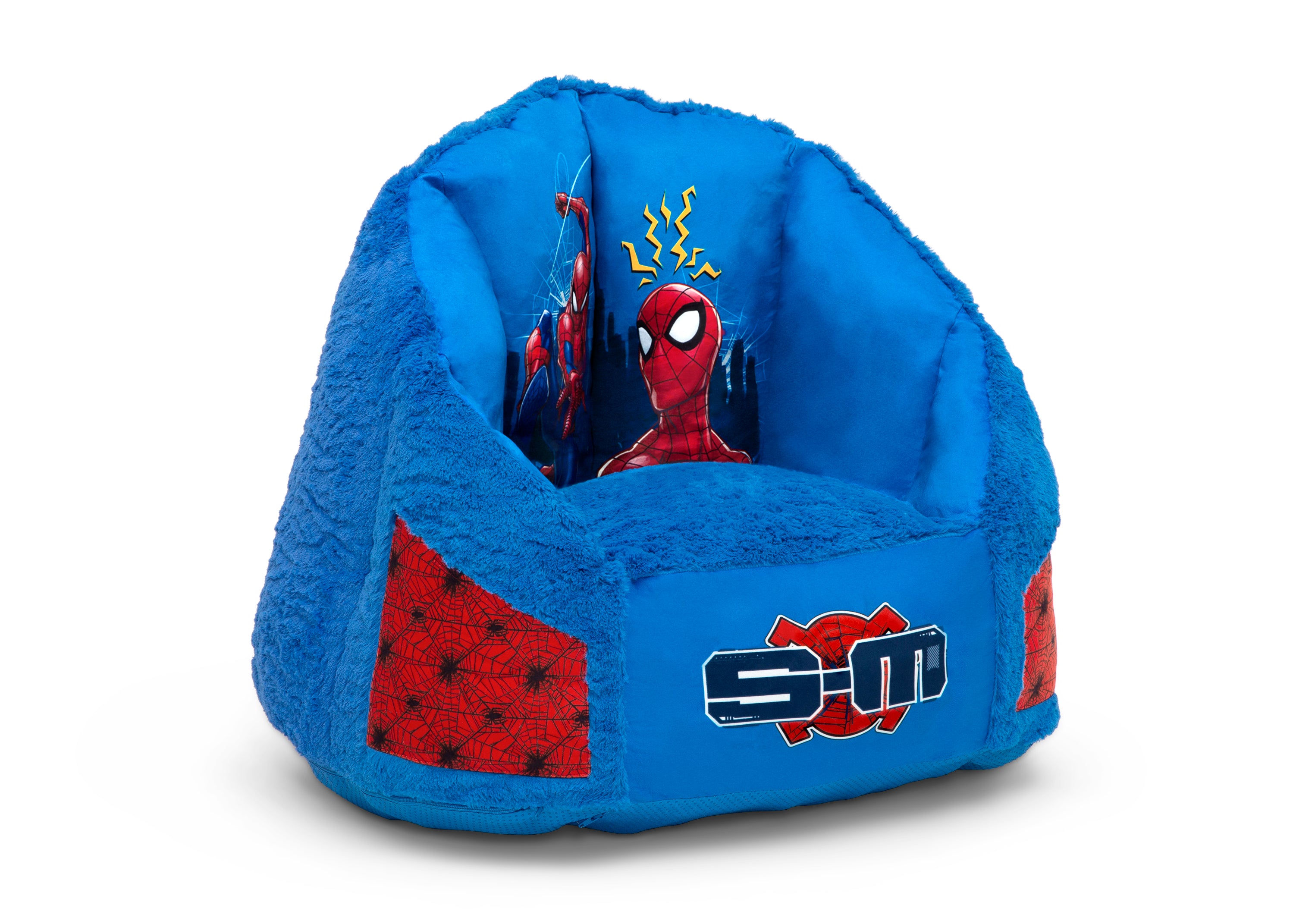 Spider-Man Cozee Fluffy Kids Chair with Memory Foam Seat - Soft Gaming Chair for Children Ages 3-10 - Perfect for Bedrooms, Playrooms & Movie Nights