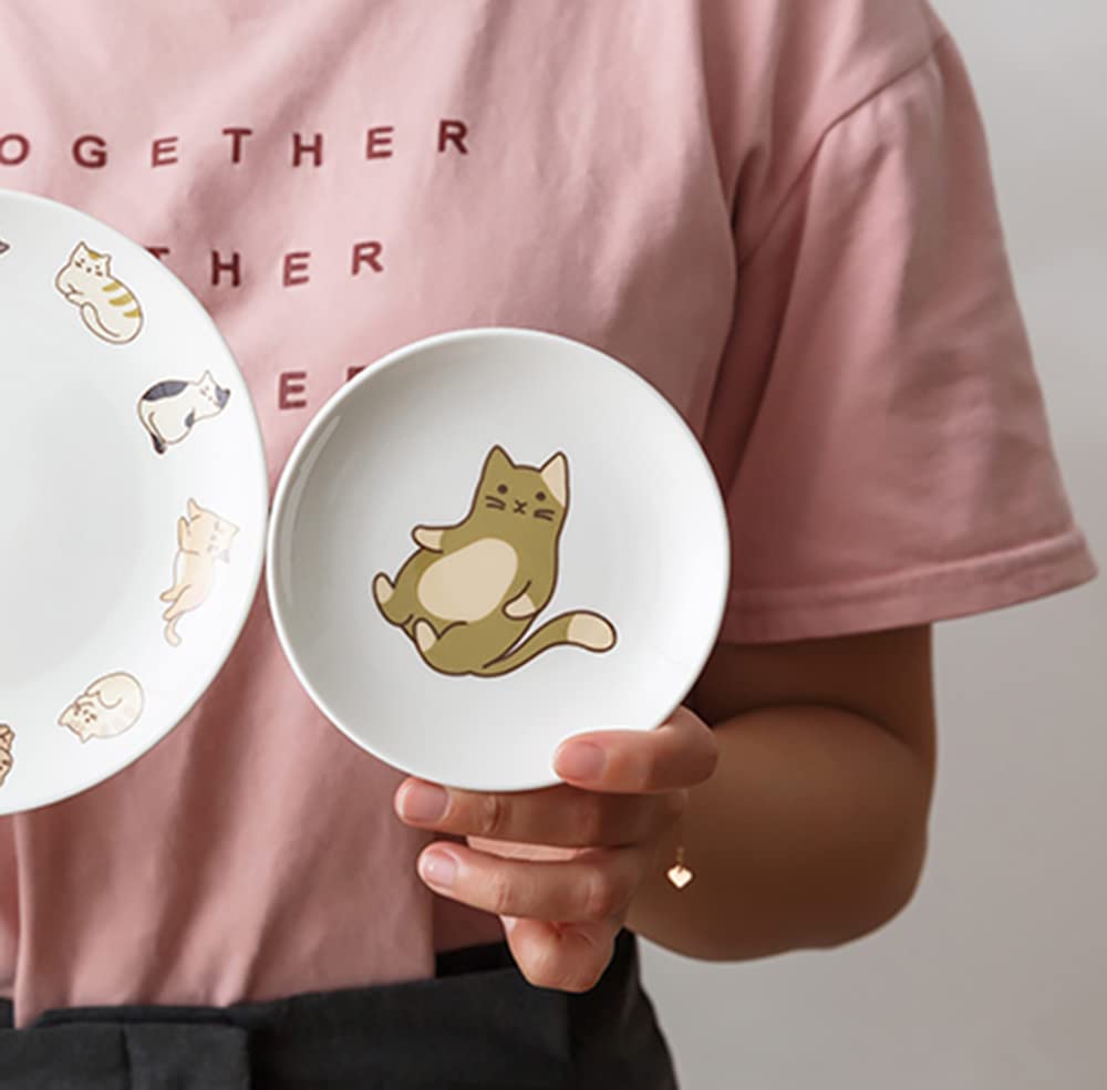 6-Piece Ceramic Cat Appetizer Plates - Small Sauce Dishes, Dessert Bowls & Seasoning Dishes for Cats - Perfect for Pet Parties, Cute Tableware for Kitty Treats & Snacks