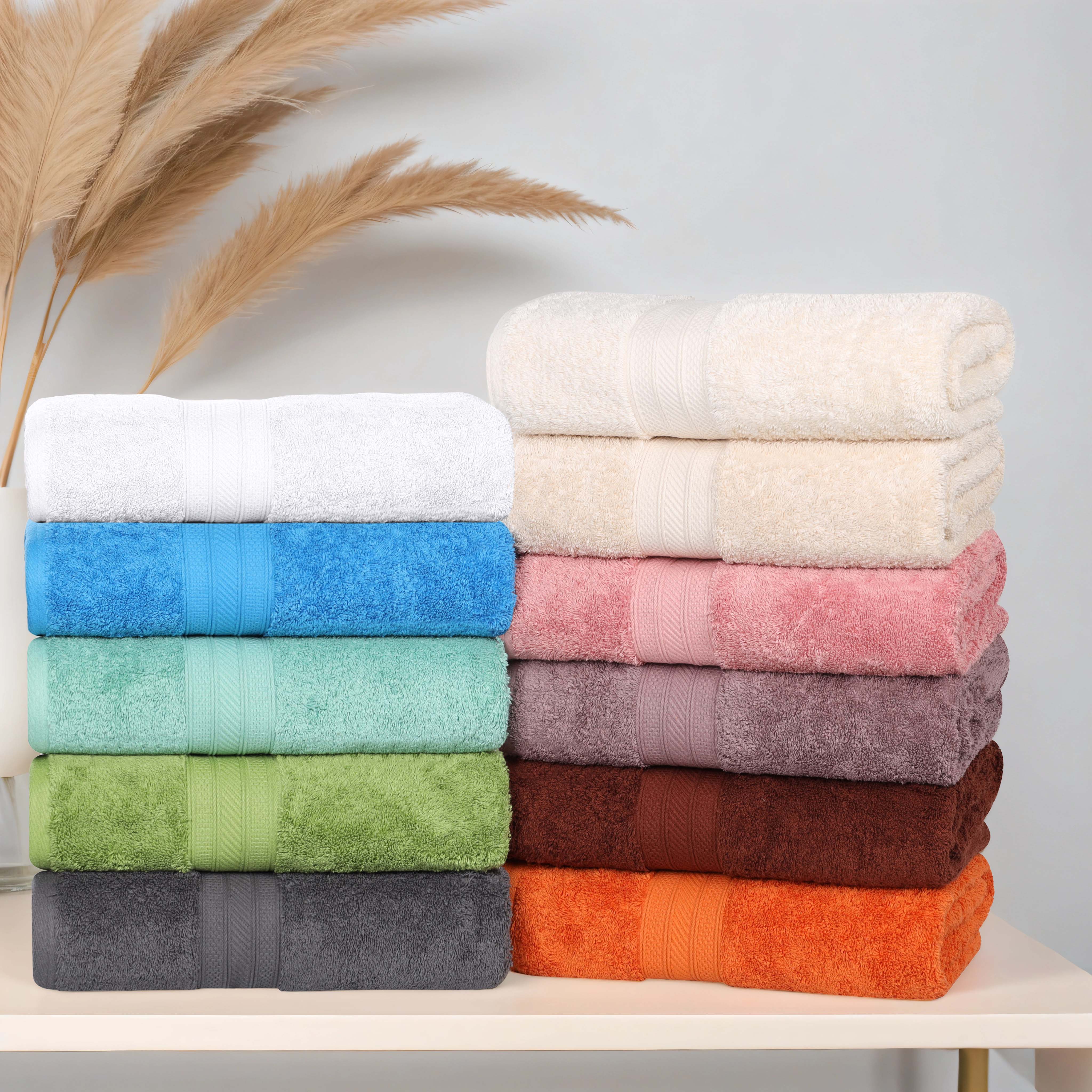 Premium Atlas Cotton 4-Piece Bath Towel Set - Ultra Absorbent, Heavyweight & Soft - Perfect for Spa, Bathroom & Luxury Home Use