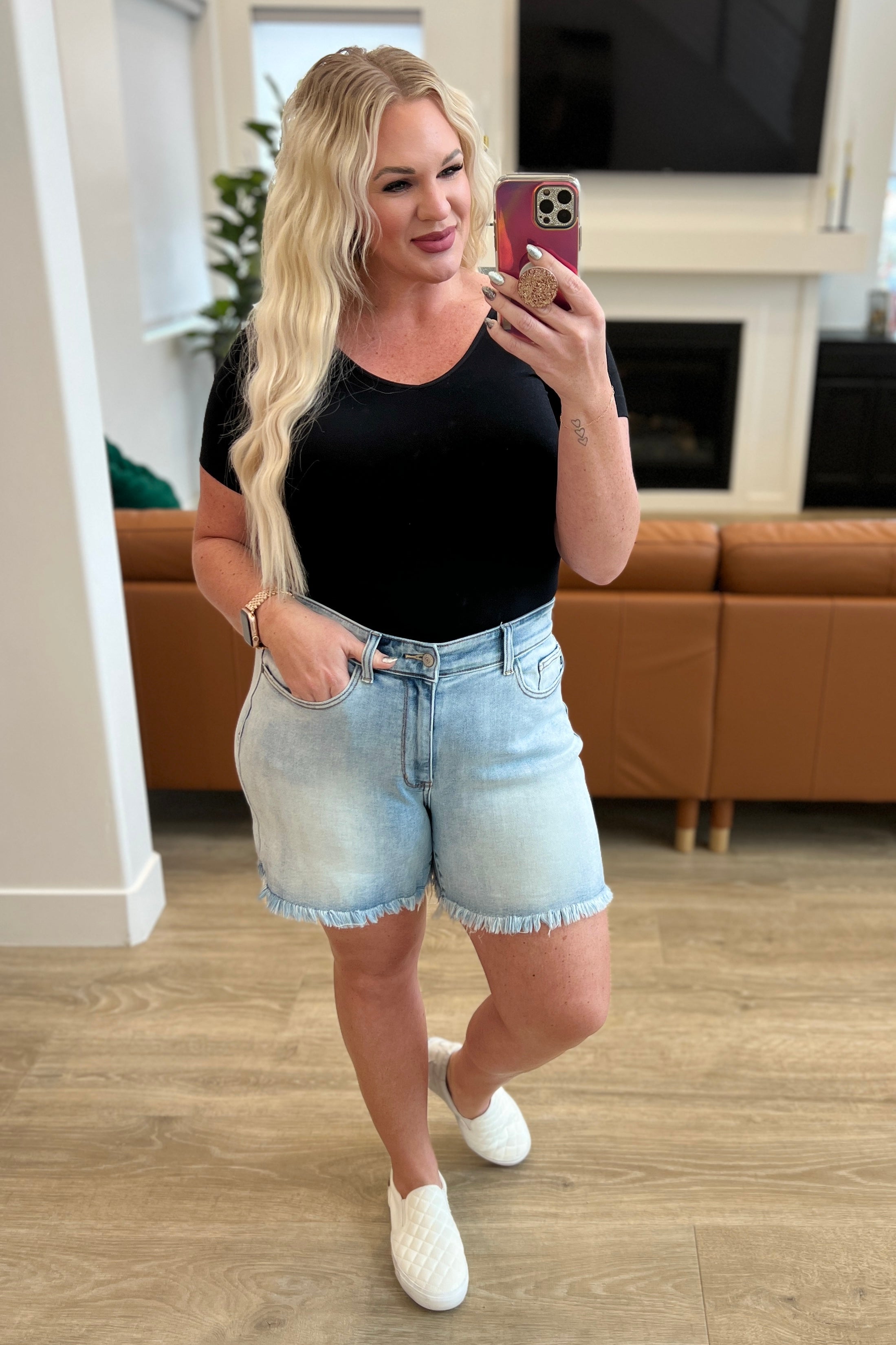 Jenny High Rise Cutoff Dad Shorts - Women's Vintage Denim Distressed Shorts for Summer | Perfect for Casual Outfits, Beach Trips & Music Festivals