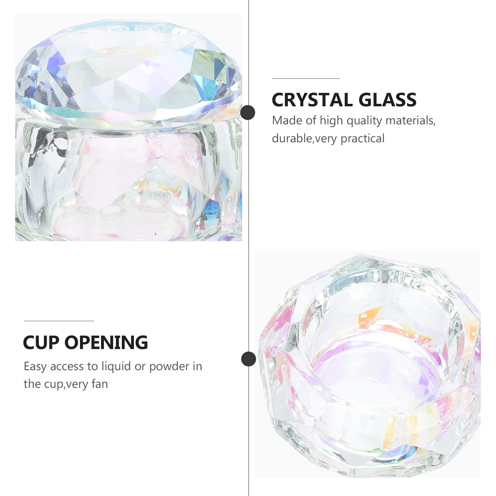 Clear Glass Dappen Dish with Lid - Crystal Nail Art Liquid Container for Manicure Tools, Nail Polish Pen Holder & Acrylic Powder Mixing | Perfect for Salon, Home Nail Care & DIY Nail Art Designs