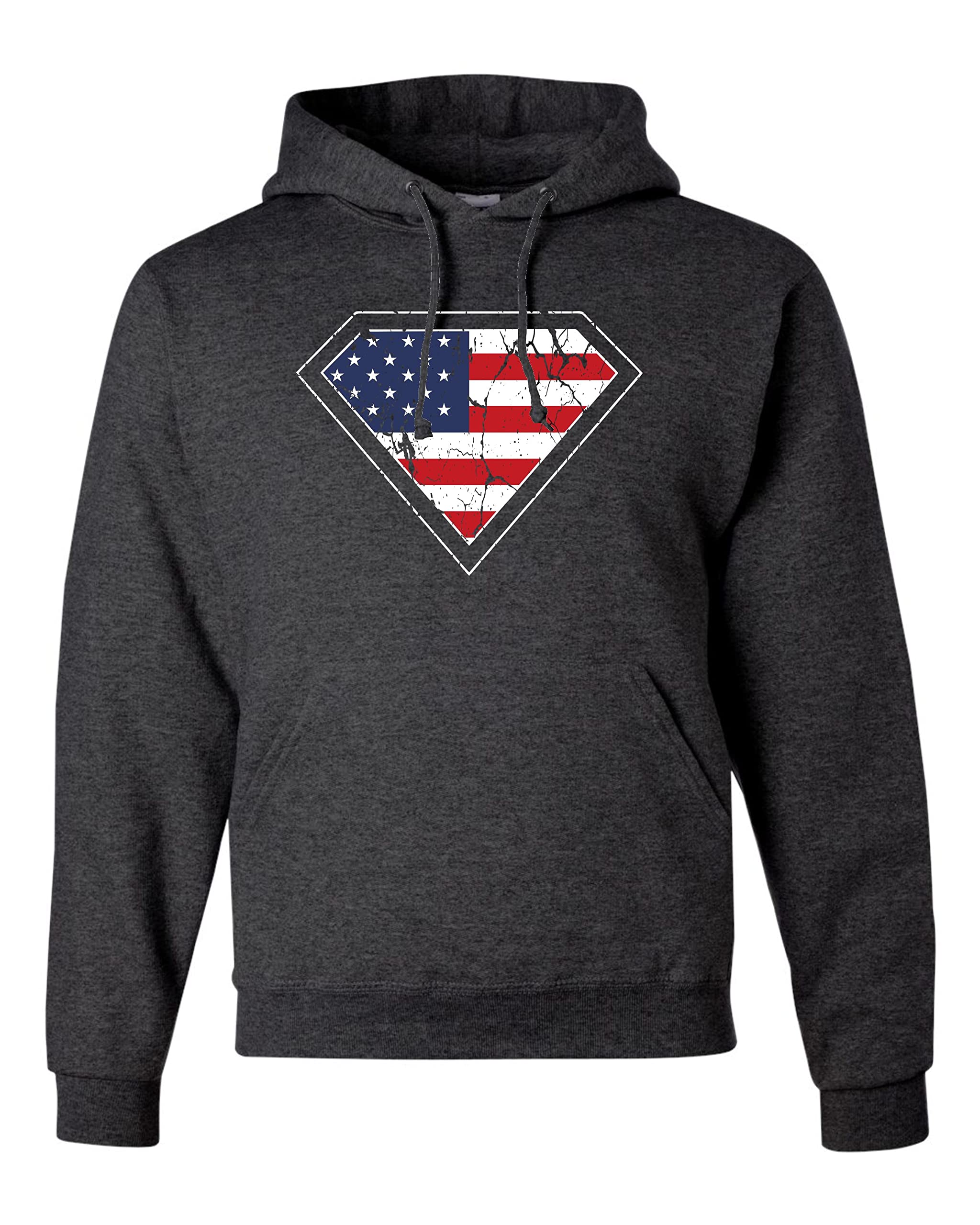 Distressed American Flag Diamond USA Patriotic Hoodie for Men, Women & Youth - Casual Wear, Street Style & Holiday Outfits