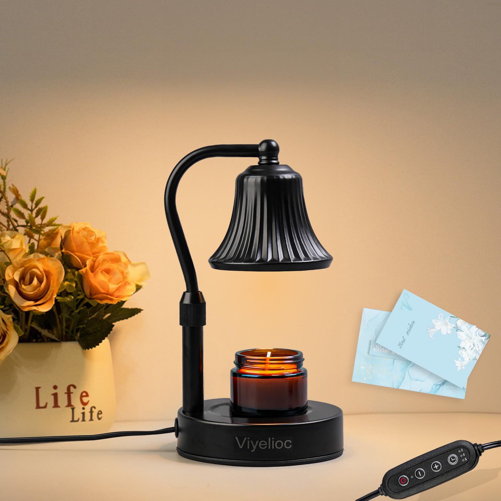 Candle Warmer lamp with timer and dimmer, adjustable height, includes 2 bulbs - perfect for home decor, bedroom ambiance, and as housewarming or birthday gifts for women. Ideal for aromatherapy, relaxation, and creating a cozy atmosphere.
