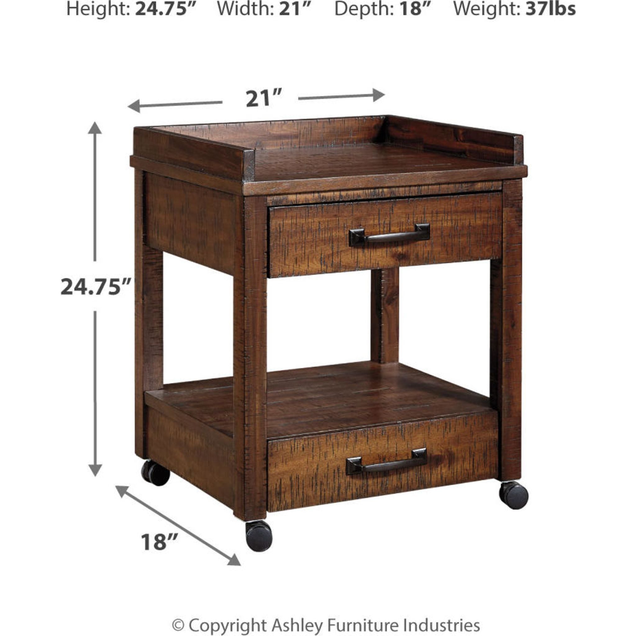 Baldridge Printer Stand - Rustic Brown Wooden Desk Organizer for Home & Office | Compact Printer Riser with Storage Shelf for Laser & Inkjet Printers