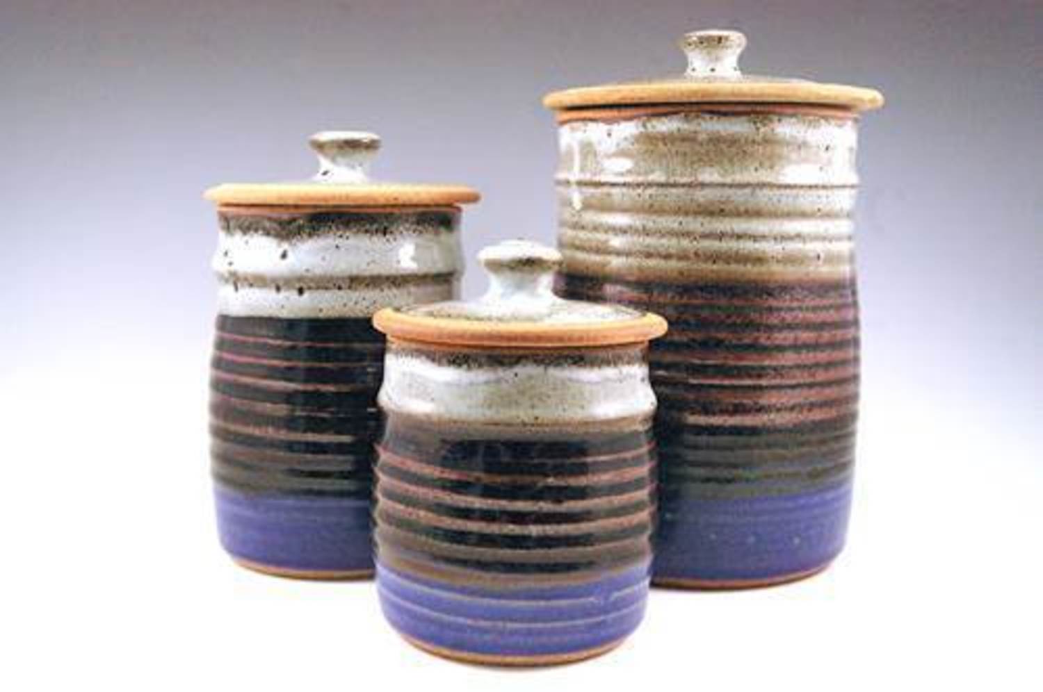 Clear Creek Pottery Medium Lidded Jar in Storm - Handcrafted Ceramic Storage Container for Kitchen, Bathroom & Home Decor