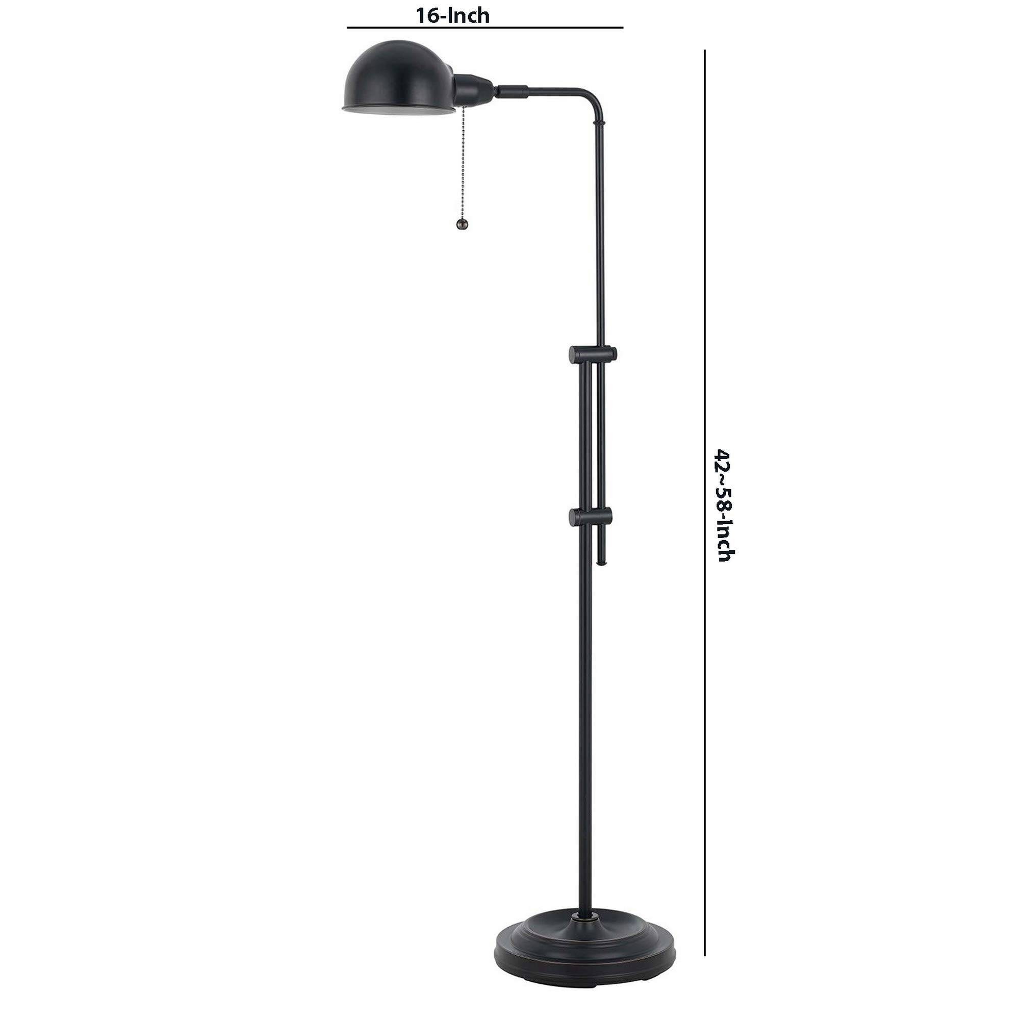Adjustable Height Metal Pharmacy Lamp with Pull Chain Switch - Black - Perfect for Reading, Crafting & Home Office Lighting