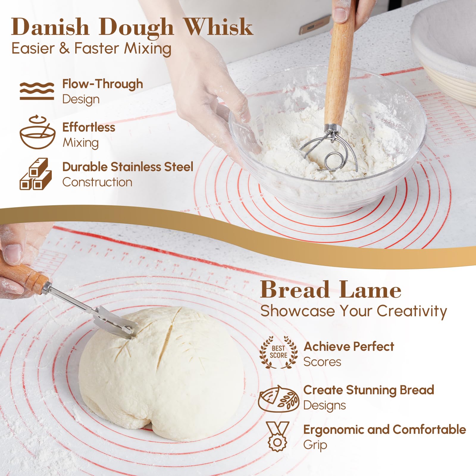 17-Piece Banneton Bread Proofing Basket Set - 9
