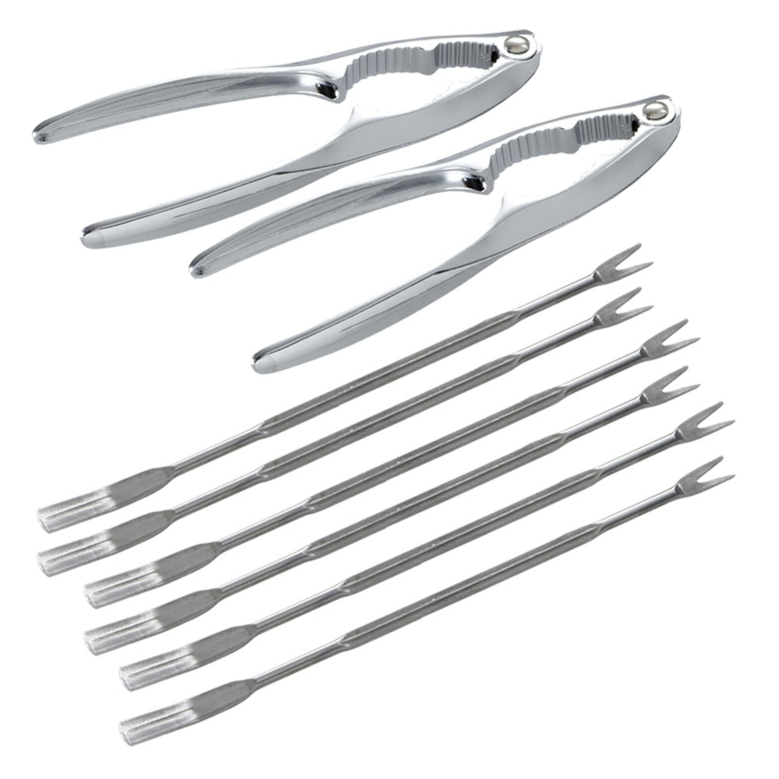 Amco Premium Stainless Steel Seafood Tool Set - 3-Piece Crab & Lobster Cracker, Shellfish Scissors, Nut Cracker - Durable Kitchen Utensils for Cracking Shells, Shrimp, Nuts - Perfect for Seafood Restaurants, Home Cooking, Beach Parties & Outdoor BBQs