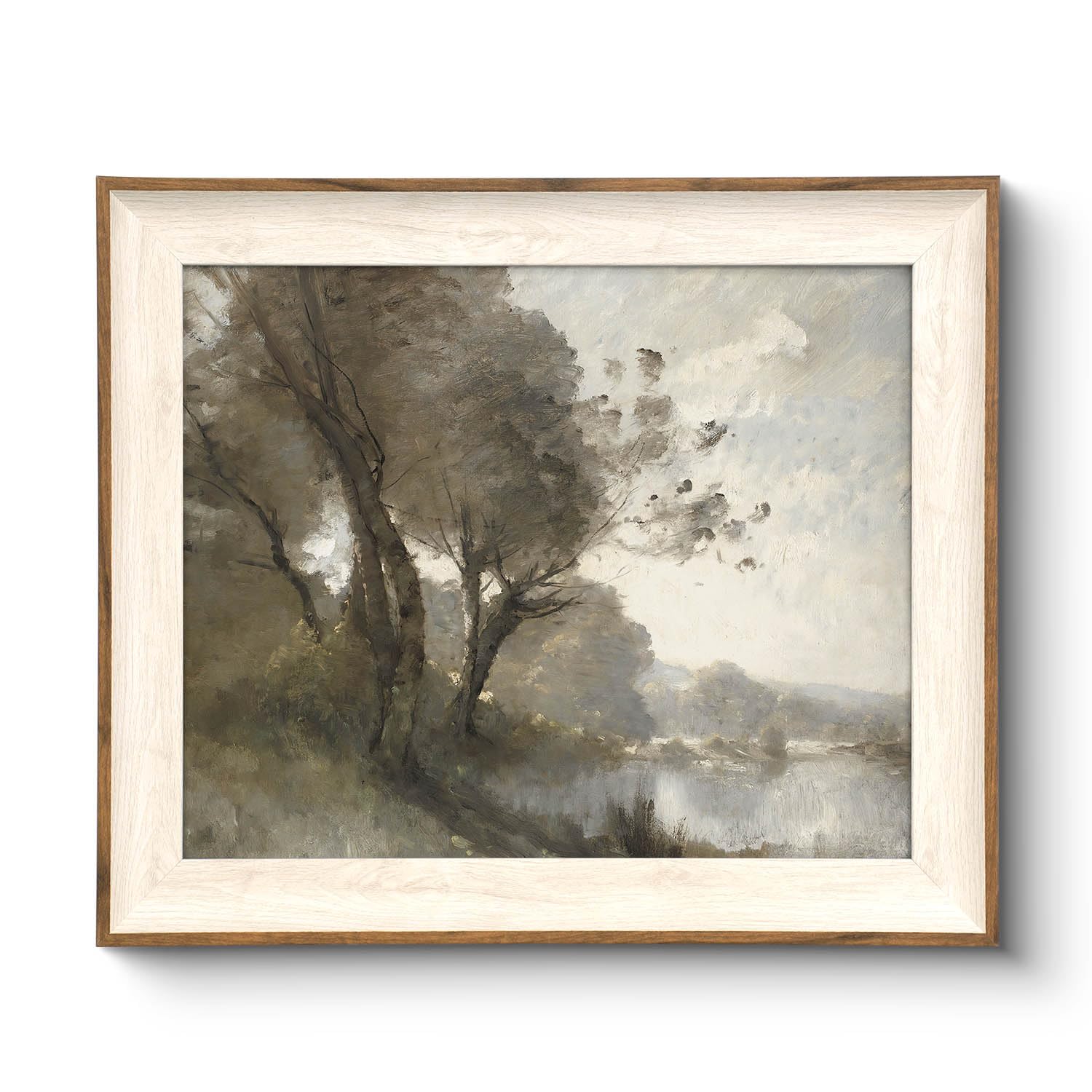VIYYIEA Farmhouse Wall Art - Framed Lakeside Scenery Nature Painting for Bedroom, Living Room & Bathroom Decor | Perfect for Rustic Home, Cottage & Coastal Interior Design