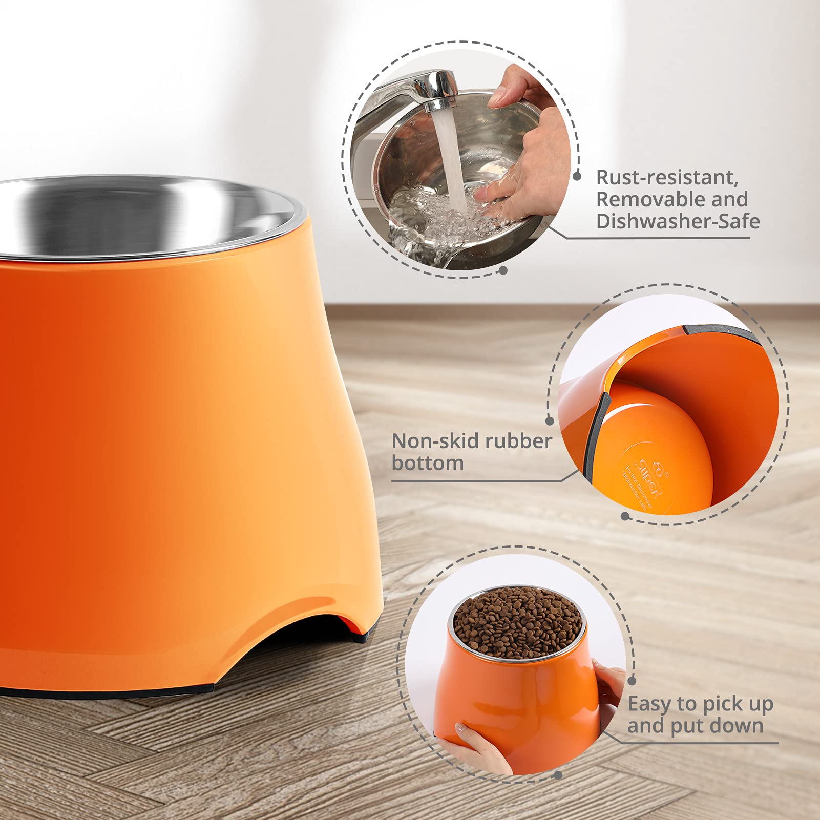 Yoken Elevated Dog Bowls - Non-Slip Stainless Steel Raised Pet Food Bowls for Small & Medium Dogs - Helps Prevent Neck Strain & Vertebrae Issues - Perfect for Home, Kitchen or Outdoor Use