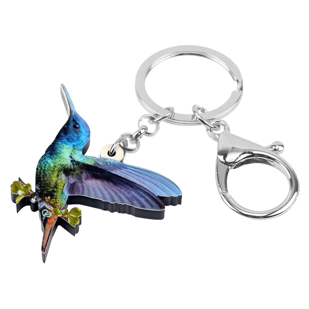 BONSNY Acrylic Blue Hummingbird Keychain - Elegant Handbag Charm for Women, Unique Car Purse Accessory & Gift Idea - Perfect for Birthday, Anniversary and Travel Souvenirs