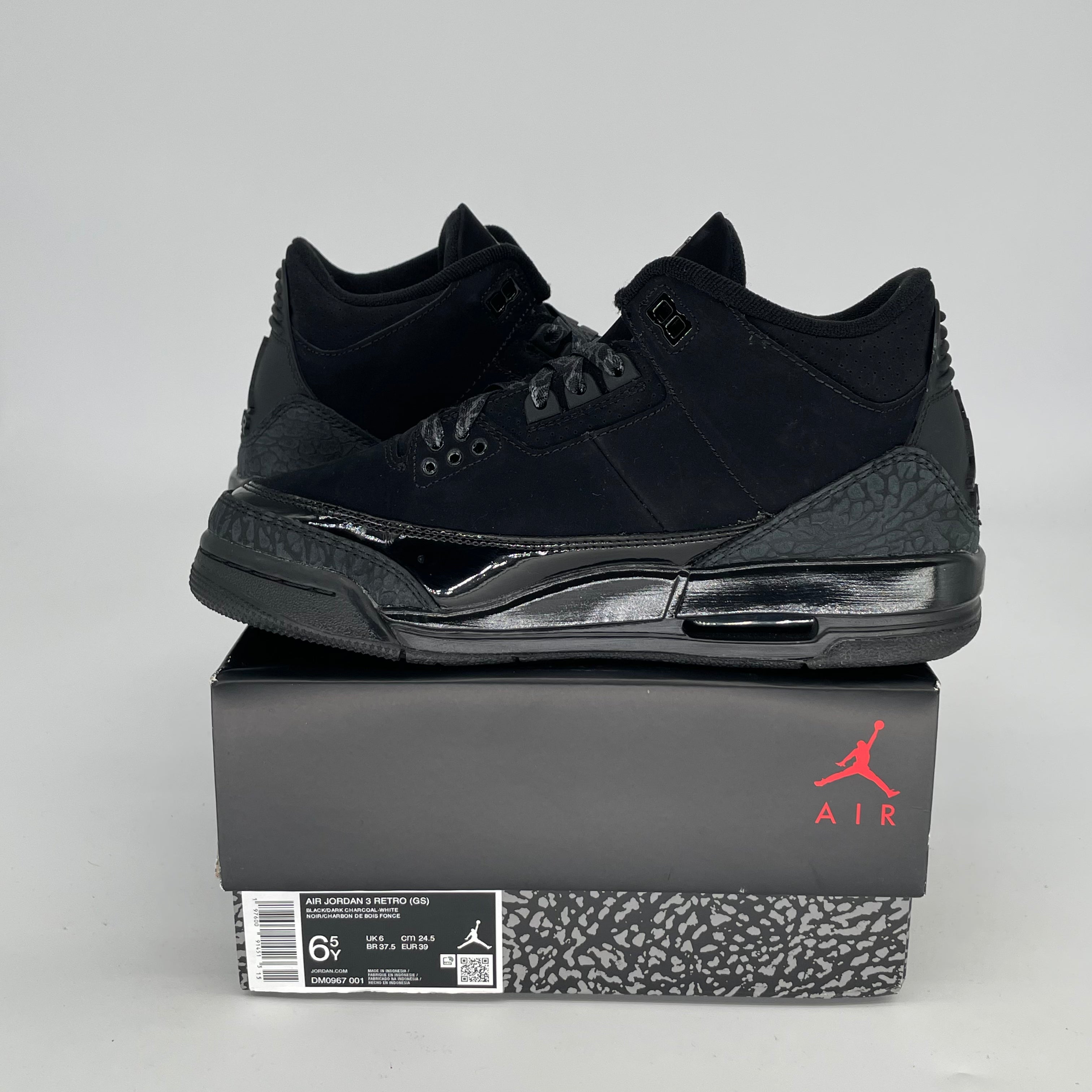 Original Air Jordan 3 Retro 'Black Cat' Men's Basketball Shoes Size 6.5/8W (DM0967-001) - Perfect for Streetwear & Sneaker Collectors