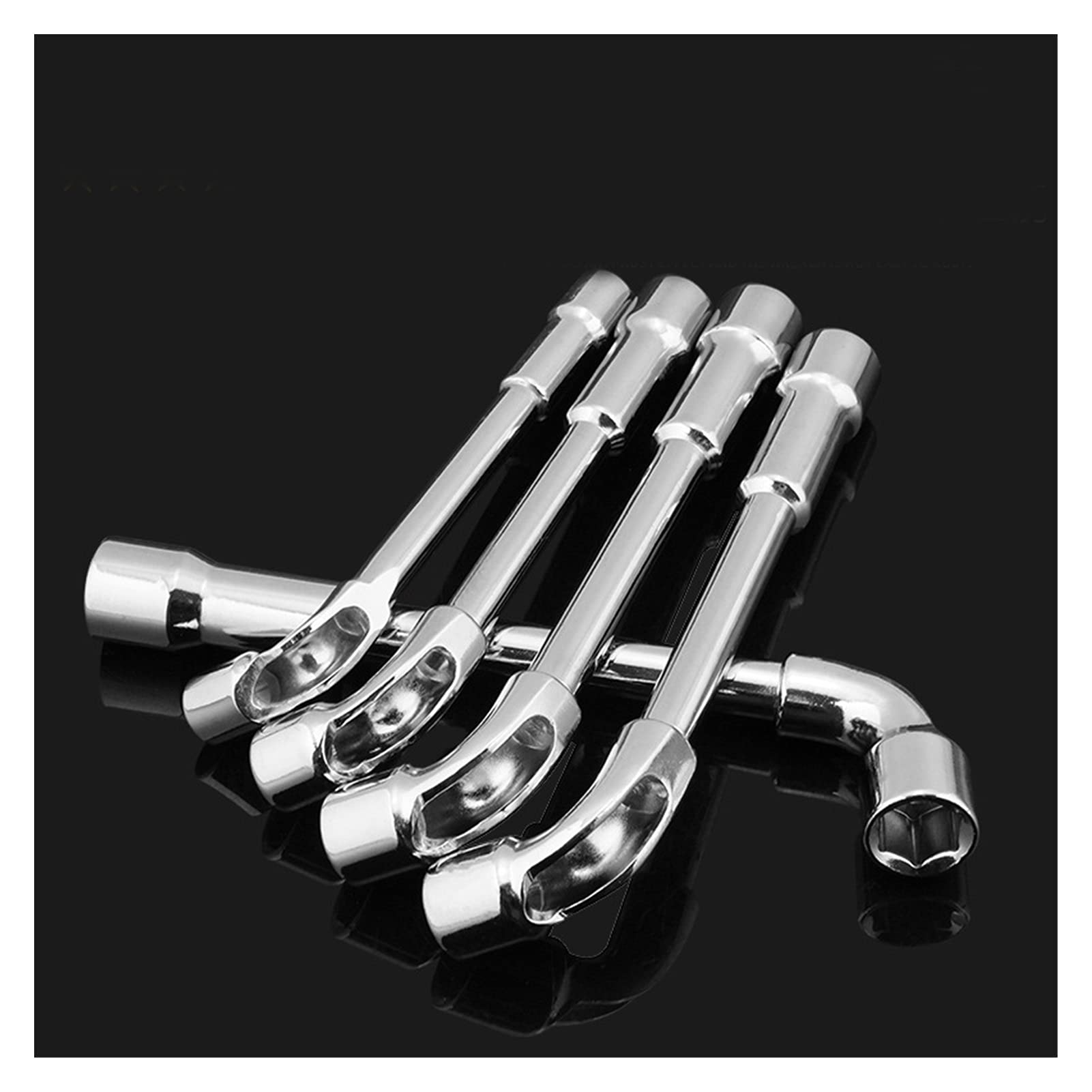 8-19mm 7-Piece L-Shaped Double Head Socket Wrench Set - Hex Pipe Perforation Sleeve Wrench for Automotive, Plumbing & DIY Repairs | Durable Steel Construction | Perfect for Tight Spaces & Hard-to-Reach Bolts