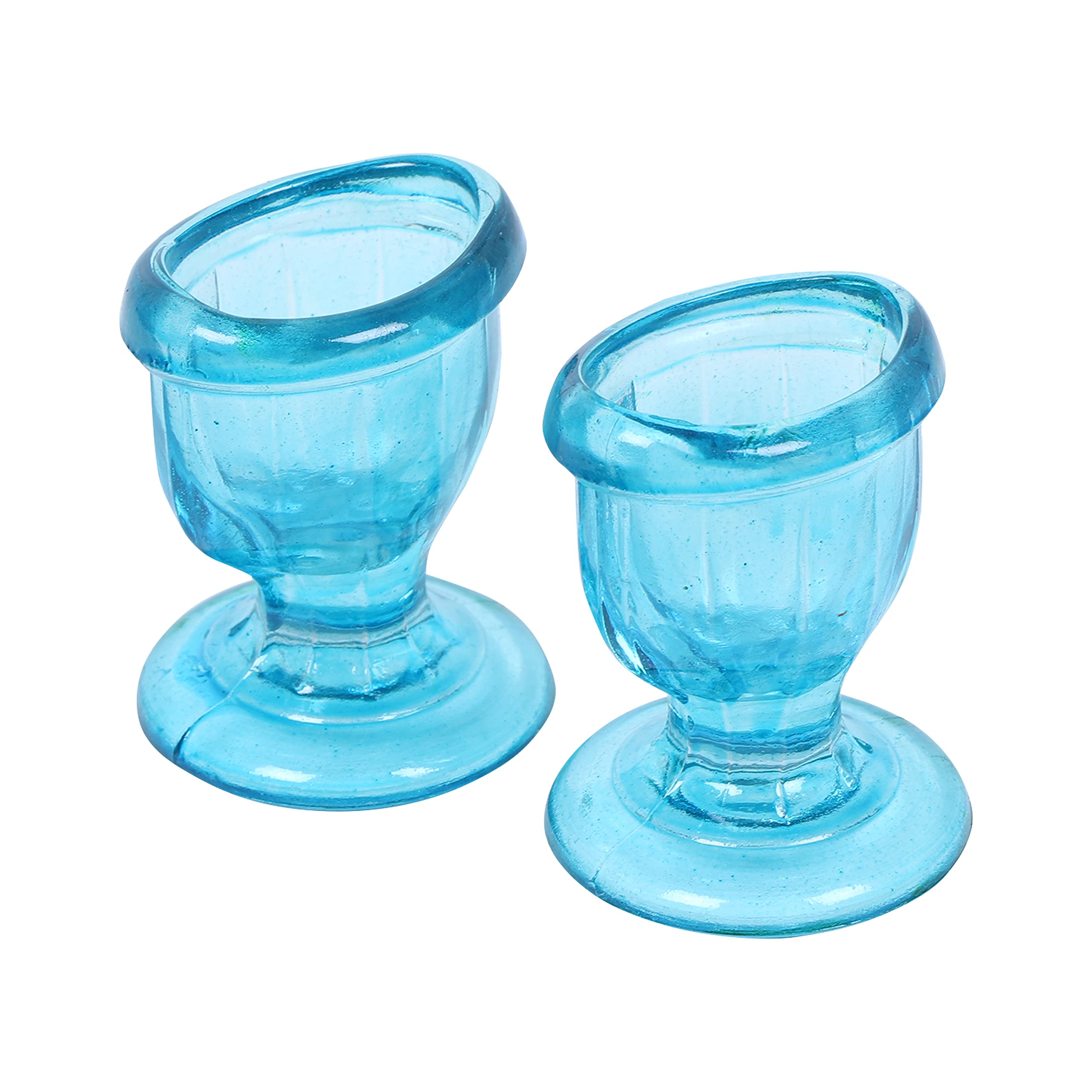 Premium Glass Eye Wash Cups - Smooth Edge & Ergonomic Design for Gentle Eye Cleansing, Perfect Eye Fit with Storage Container (Set of 2, Sky Blue) - Ideal for First Aid Kits, Home & Workplace Safety