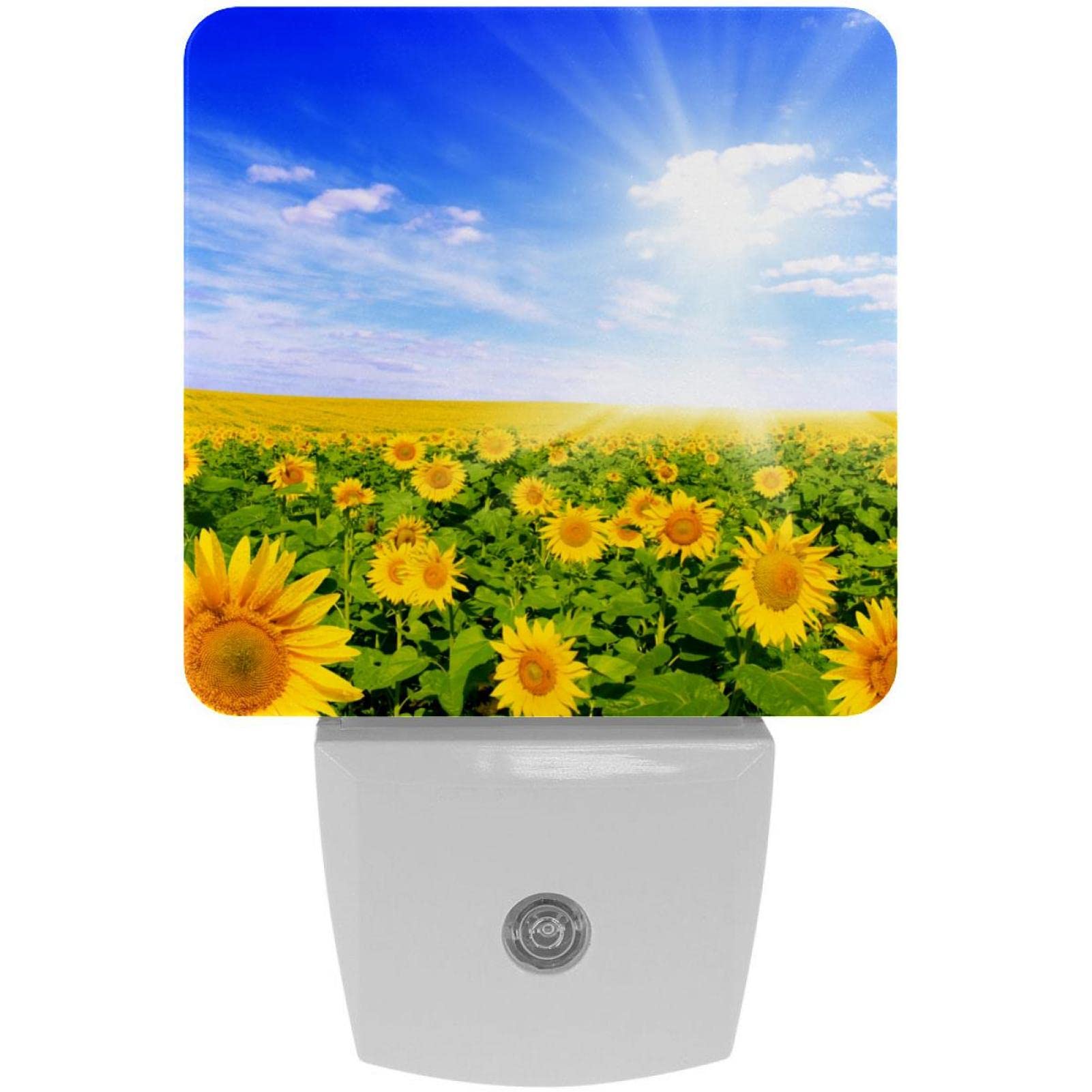 2 Pack Sunflower Night Lights for Kids - LED Plug-in Wall Nightlight with Smart Dusk to Dawn Sensor, Energy Efficient Nursery Bedroom Bathroom Kitchen Hallway Stairs Lighting - Perfect for Baby Rooms, Home Decor & Safety Lighting