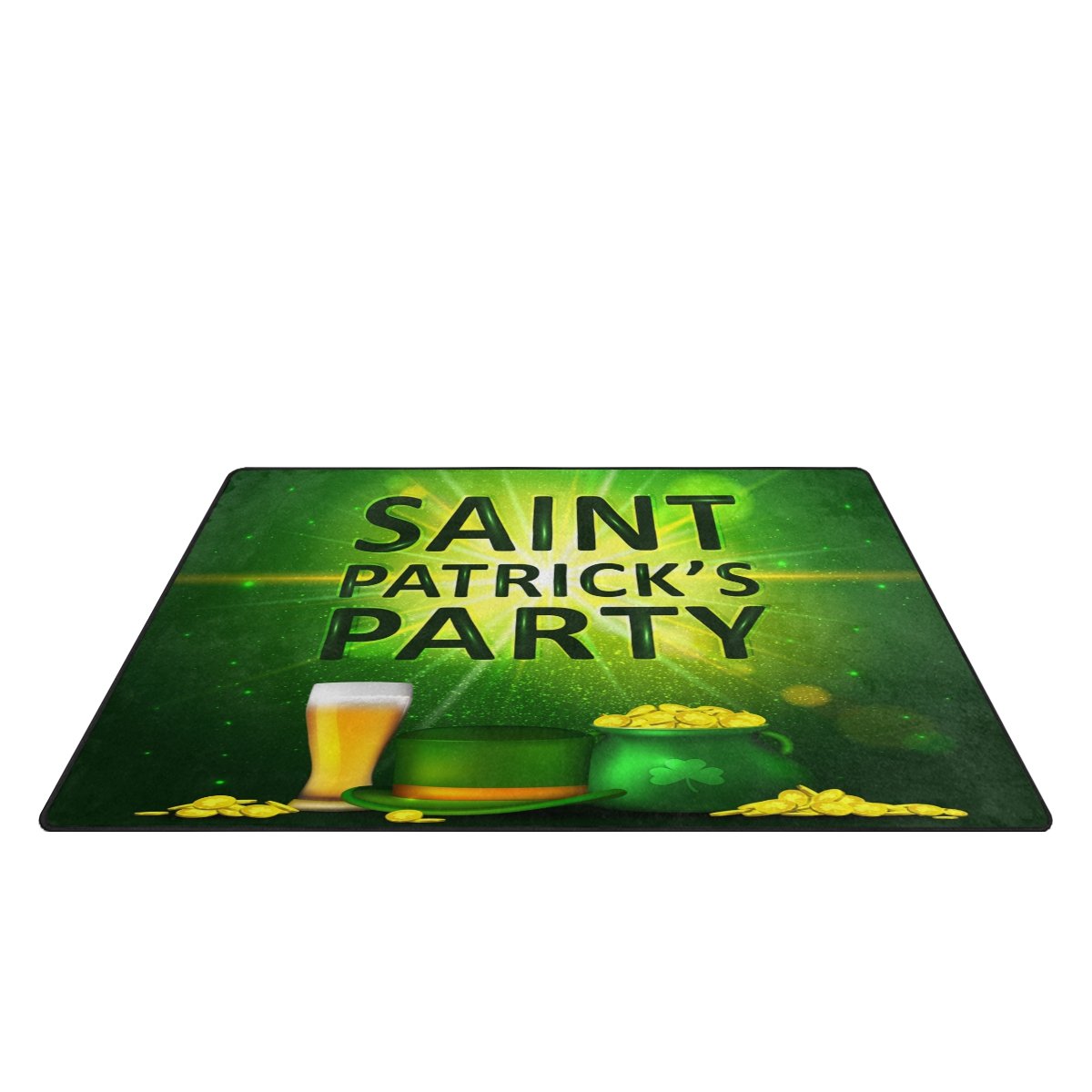 ALAZA St. Patrick's Day Leprechaun Hat Clover Printed Foam Rug 20