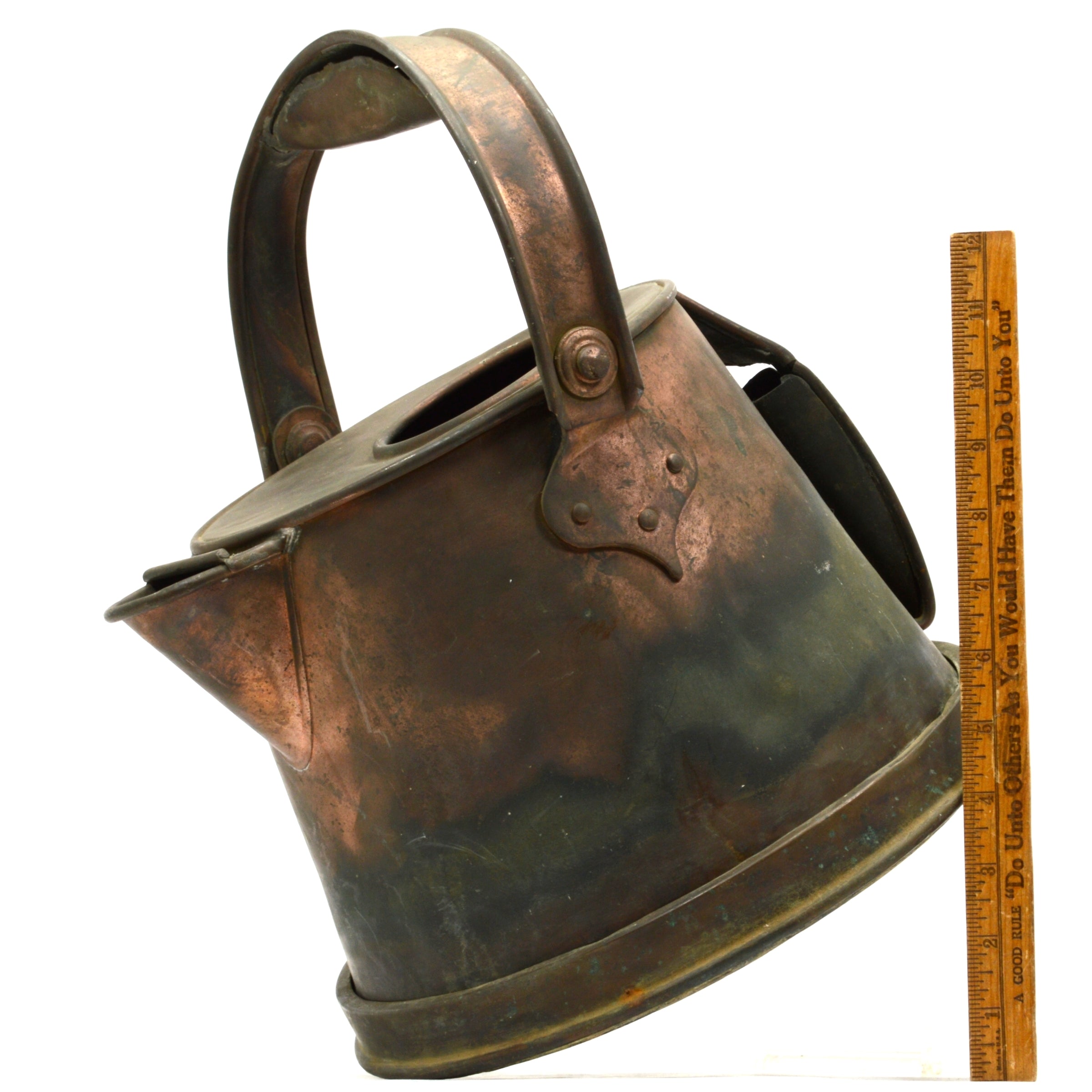 Antique Crude Copper Jug - Primitive French Kettle Watering Can with Unique Patina | Vintage Home Decor, Garden Watering, Rustic Farmhouse Style