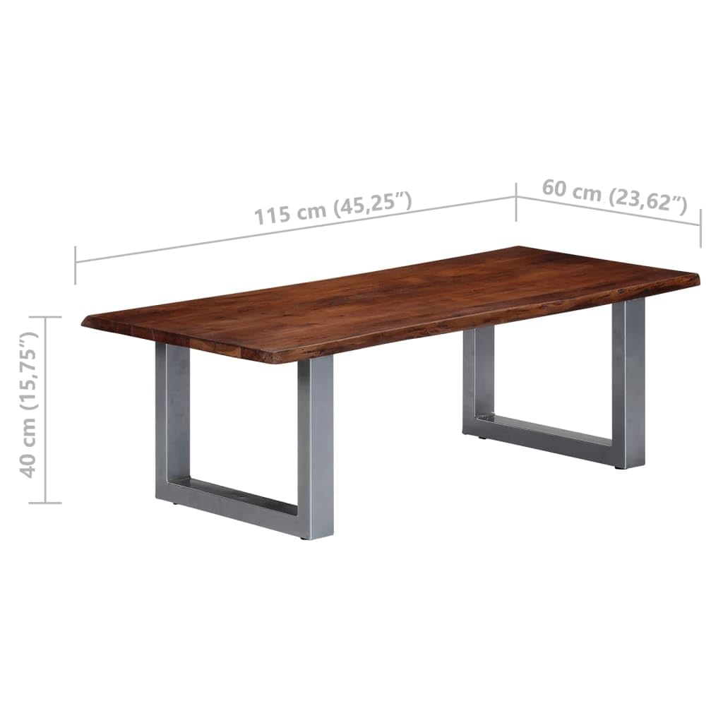 Premium Acacia Wood Coffee Table with Sheesham Finish & Powder-Coated Iron Legs - 45.3